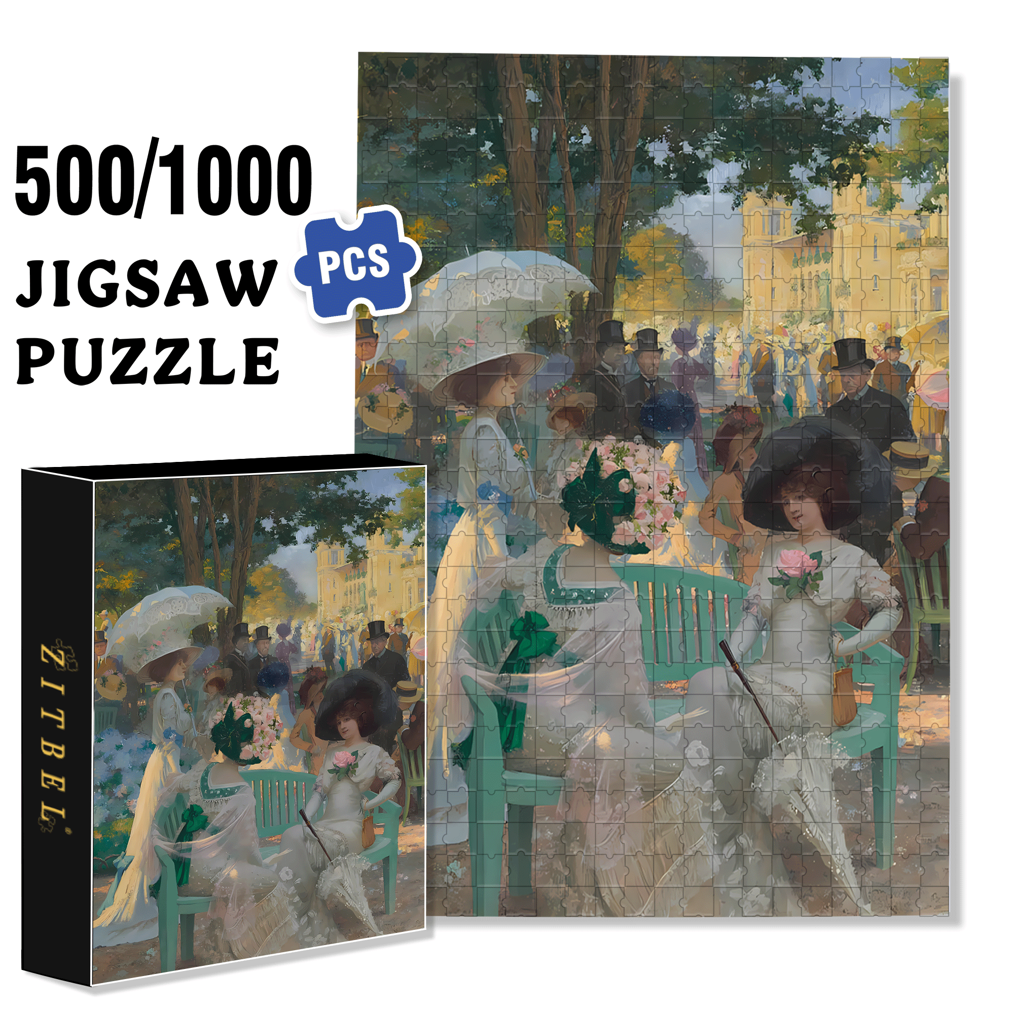 French Women 500pcs/1000pcs Jigsaw Puzzle, Scratch-Resistant, Interactive Family Game & Brain-Boosting DIY Decor, Perfect for Halloween, Christmas & New Year Gifts, Family Puzzle Game