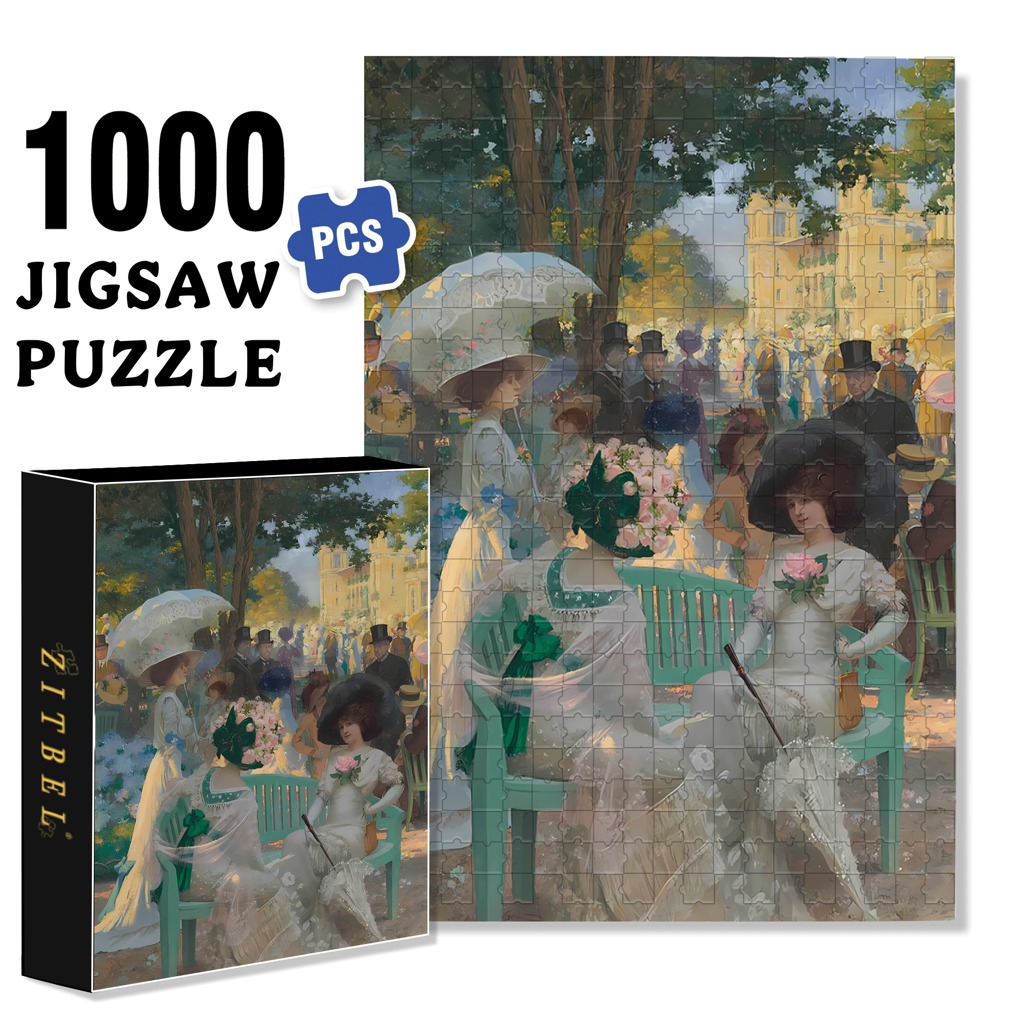 French Women 500pcs/1000pcs Jigsaw Puzzle, Scratch-Resistant, Interactive Family Game & Brain-Boosting DIY Decor, Perfect for Halloween, Christmas & New Year Gifts, Family Puzzle Game