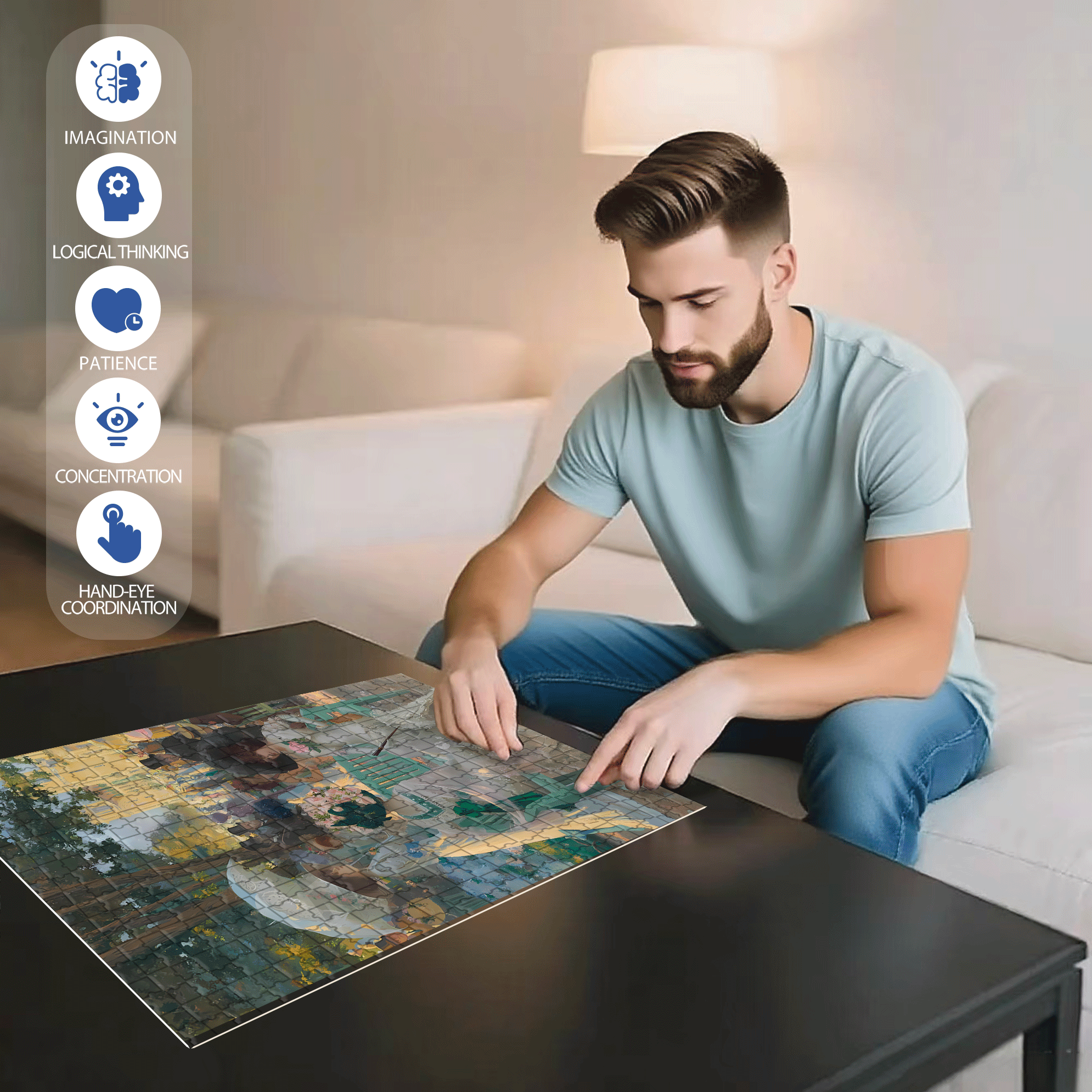 French Women 500pcs/1000pcs Jigsaw Puzzle, Scratch-Resistant, Interactive Family Game & Brain-Boosting DIY Decor, Perfect for Halloween, Christmas & New Year Gifts, Family Puzzle Game
