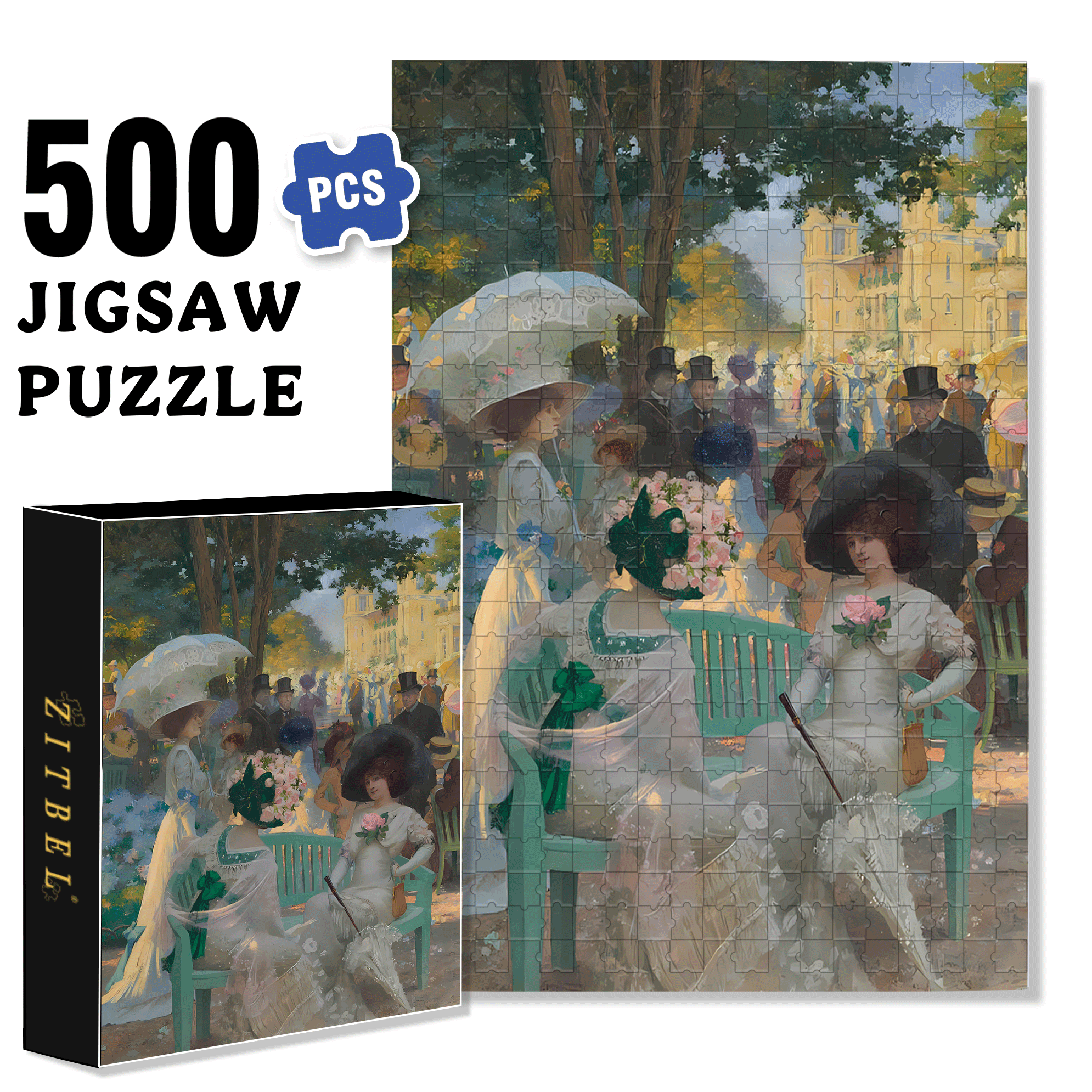 French Women 500pcs/1000pcs Jigsaw Puzzle, Scratch-Resistant, Interactive Family Game & Brain-Boosting DIY Decor, Perfect for Halloween, Christmas & New Year Gifts, Family Puzzle Game