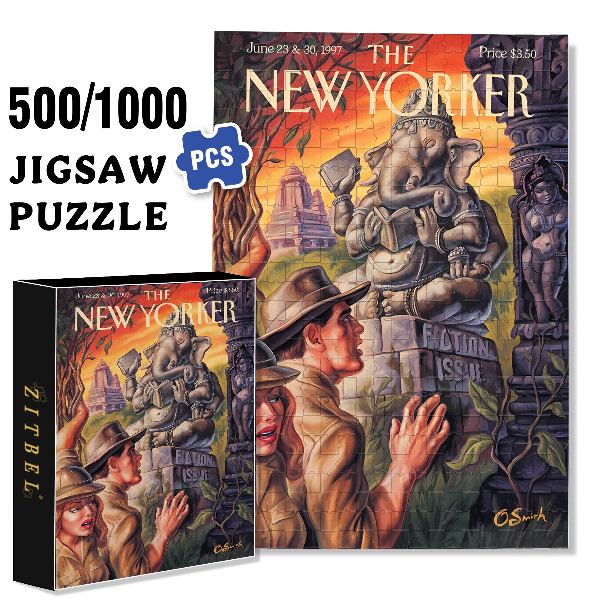 Ganesha 500pcs/1000pcs Jigsaw Puzzle, Scratch-Resistant, Interactive Family Game & Brain-Boosting DIY Decor, Perfect for Halloween, Christmas & New Year Gifts, Family Puzzle Game