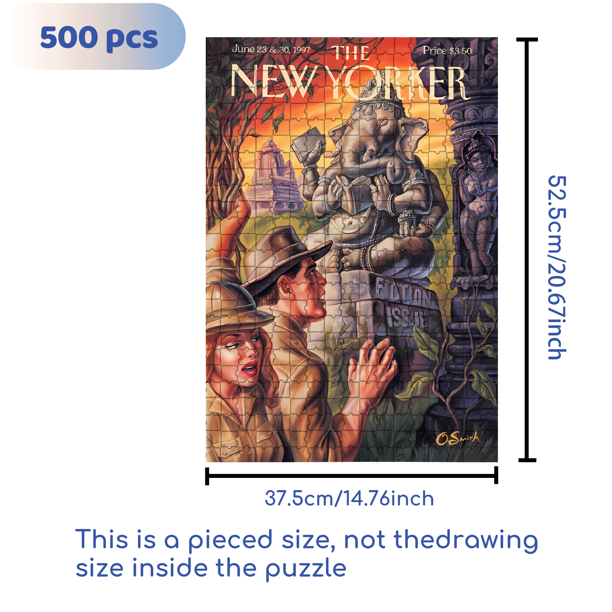 Ganesha 500pcs/1000pcs Jigsaw Puzzle, Scratch-Resistant, Interactive Family Game & Brain-Boosting DIY Decor, Perfect for Halloween, Christmas & New Year Gifts, Family Puzzle Game