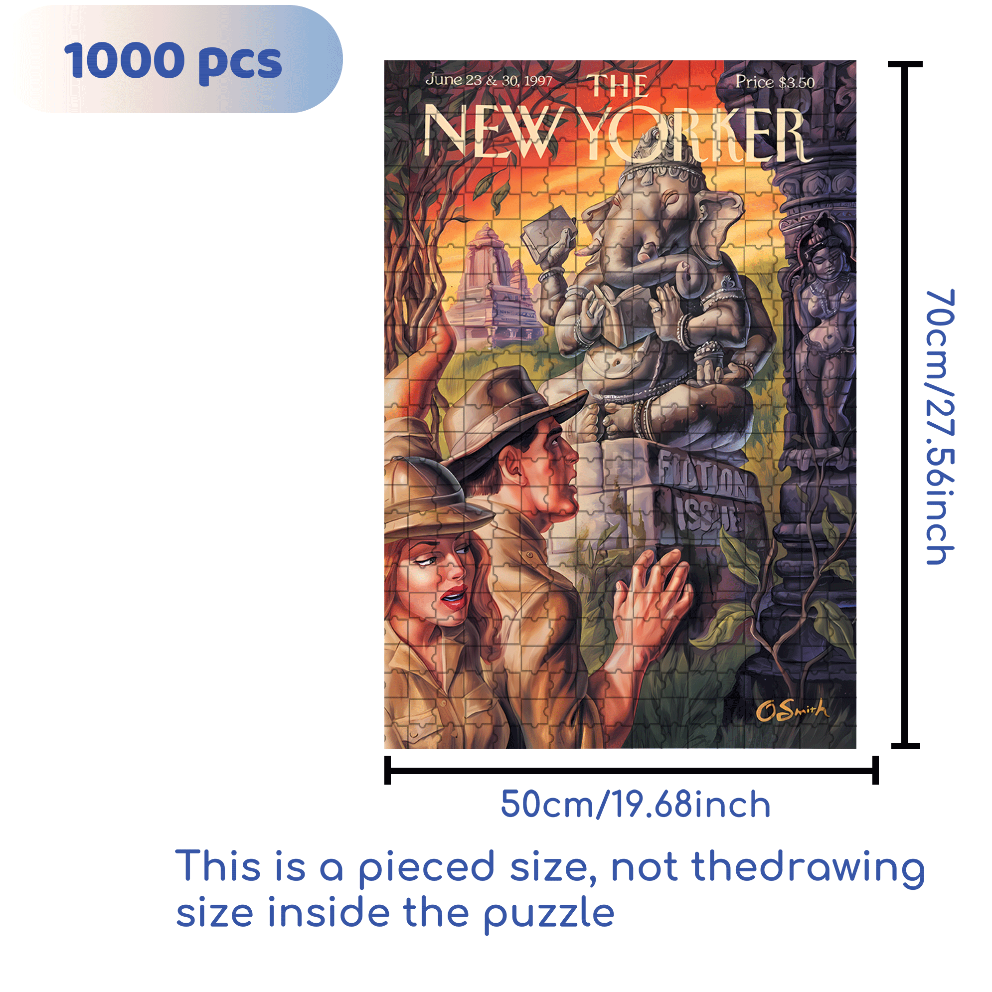 Ganesha 500pcs/1000pcs Jigsaw Puzzle, Scratch-Resistant, Interactive Family Game & Brain-Boosting DIY Decor, Perfect for Halloween, Christmas & New Year Gifts, Family Puzzle Game