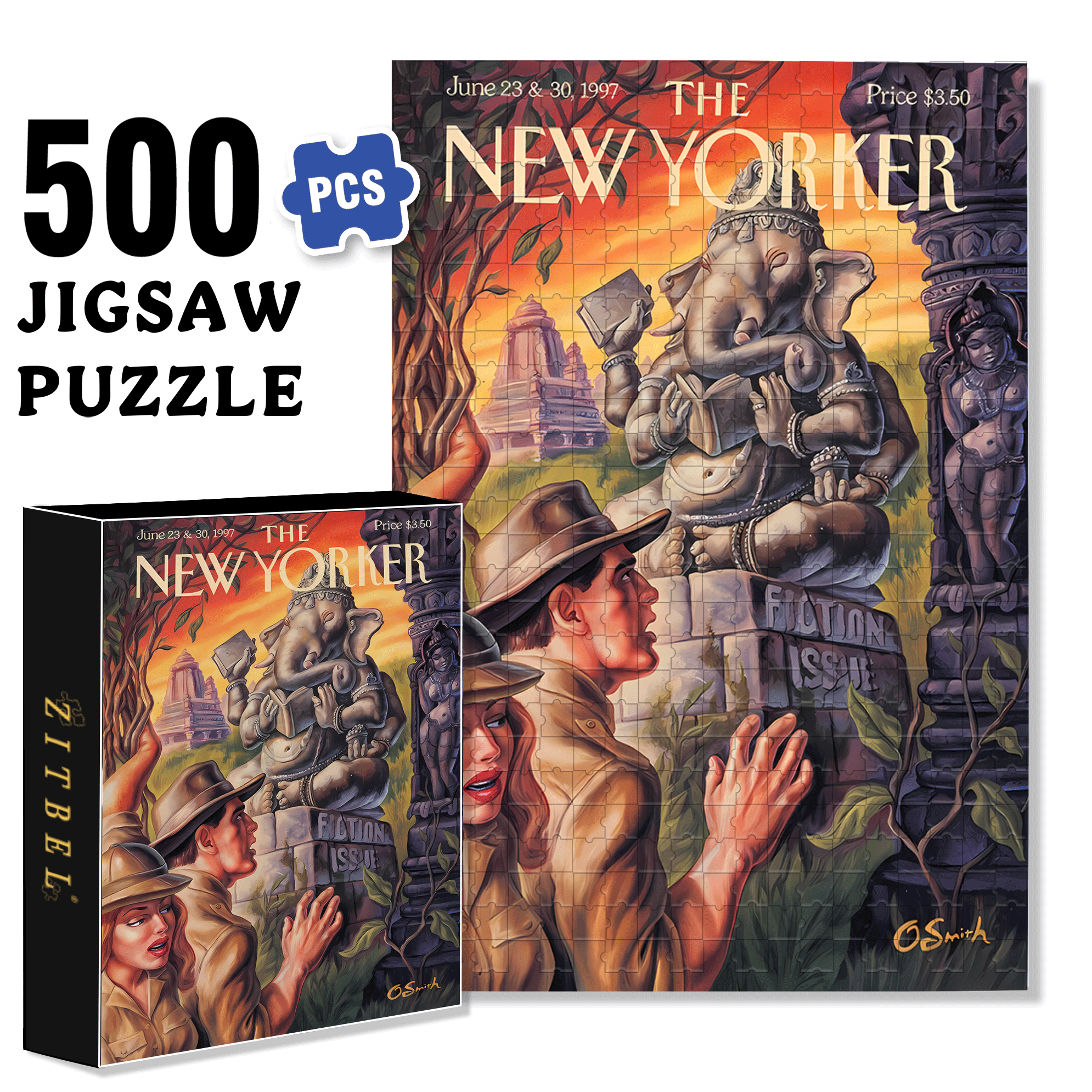 Ganesha 500pcs/1000pcs Jigsaw Puzzle, Scratch-Resistant, Interactive Family Game & Brain-Boosting DIY Decor, Perfect for Halloween, Christmas & New Year Gifts, Family Puzzle Game