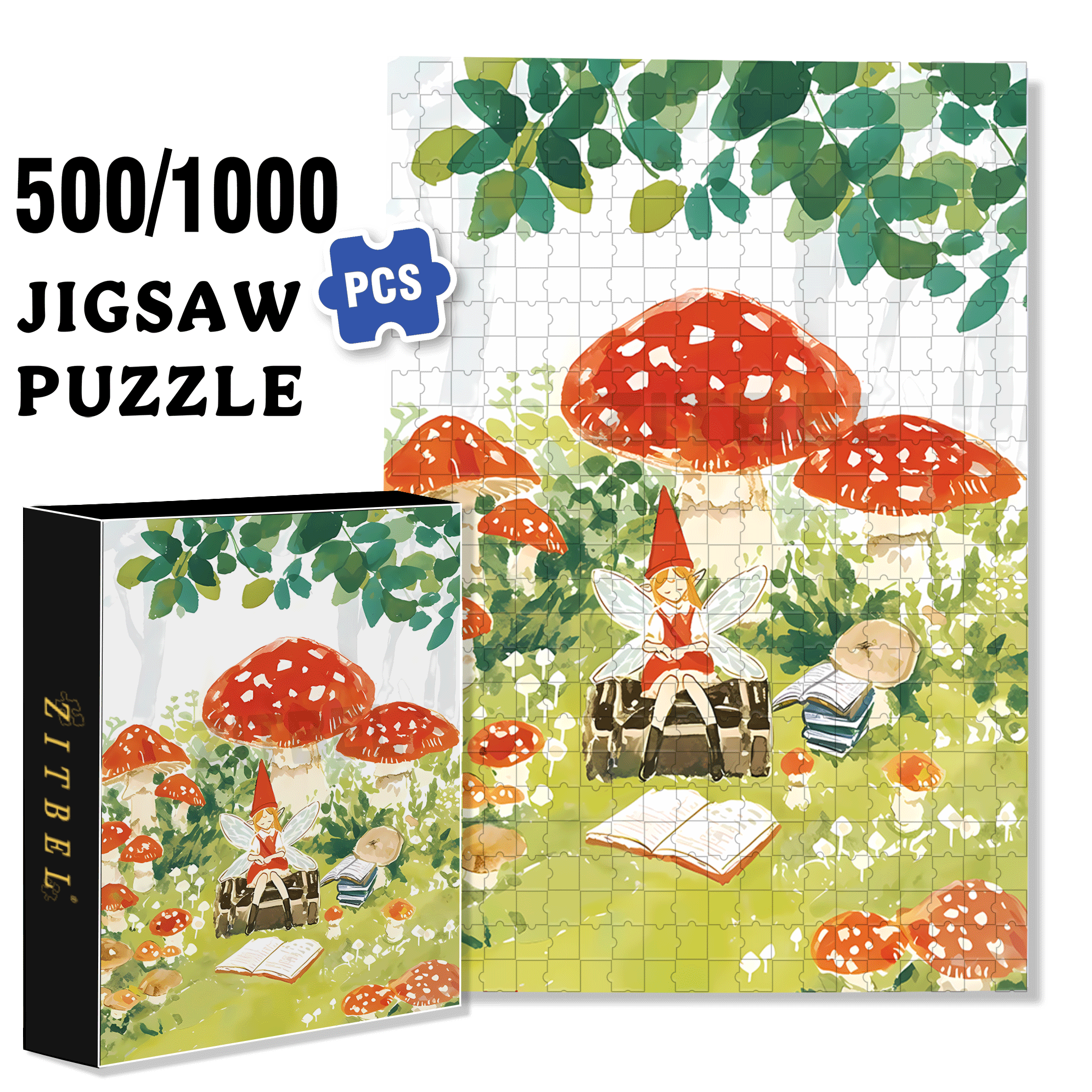 Giant Red Mushroom 500pcs/1000pcs Jigsaw Puzzle, Scratch-Resistant, Interactive Family Game & Brain-Boosting DIY Decor, Perfect for Halloween, Christmas & New Year Gifts, Family Puzzle Game
