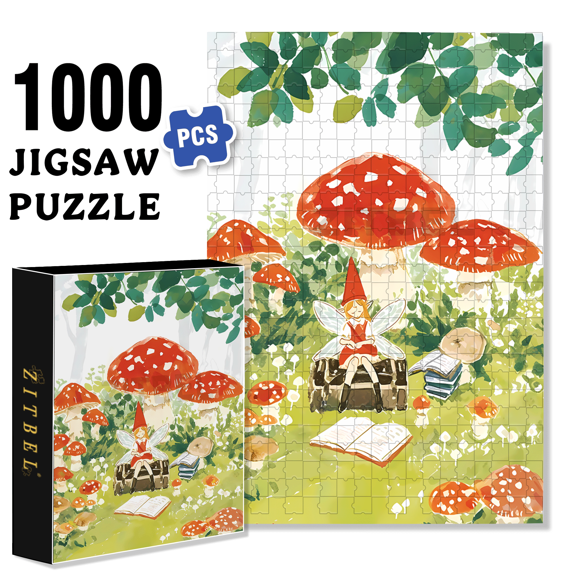 Giant Red Mushroom 500pcs/1000pcs Jigsaw Puzzle, Scratch-Resistant, Interactive Family Game & Brain-Boosting DIY Decor, Perfect for Halloween, Christmas & New Year Gifts, Family Puzzle Game