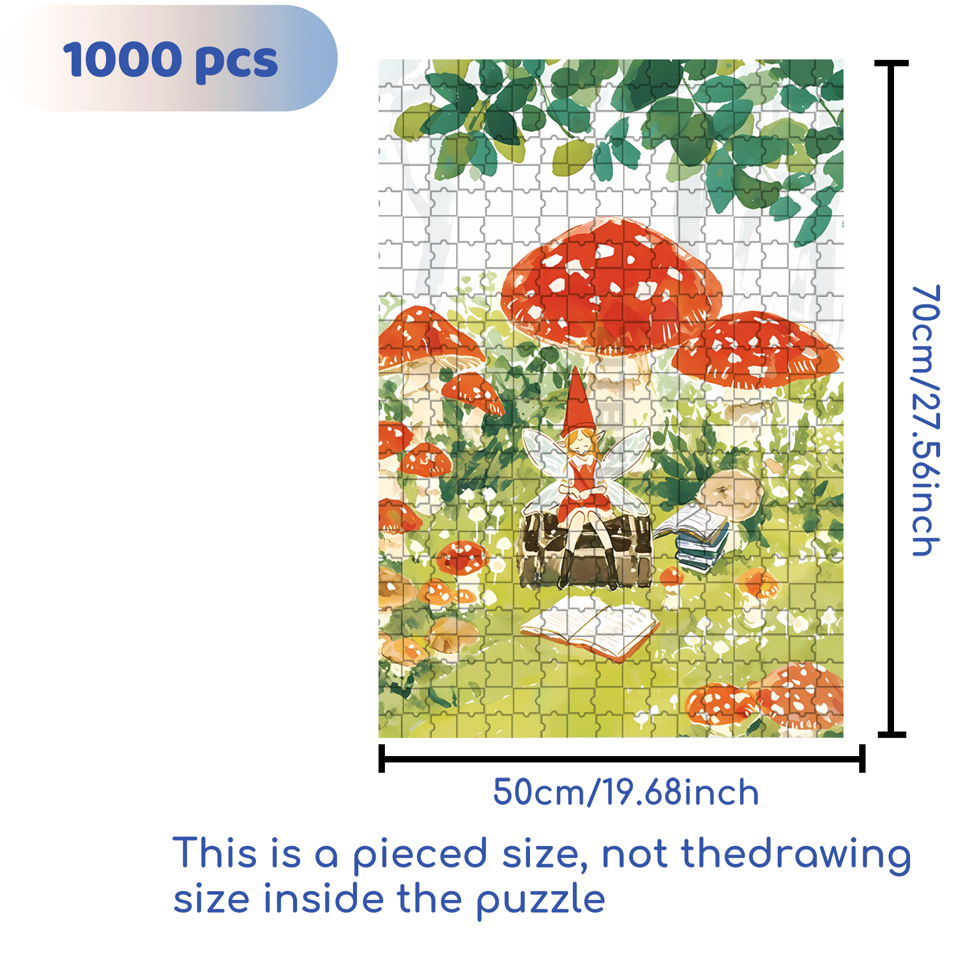 Giant Red Mushroom 500pcs/1000pcs Jigsaw Puzzle, Scratch-Resistant, Interactive Family Game & Brain-Boosting DIY Decor, Perfect for Halloween, Christmas & New Year Gifts, Family Puzzle Game