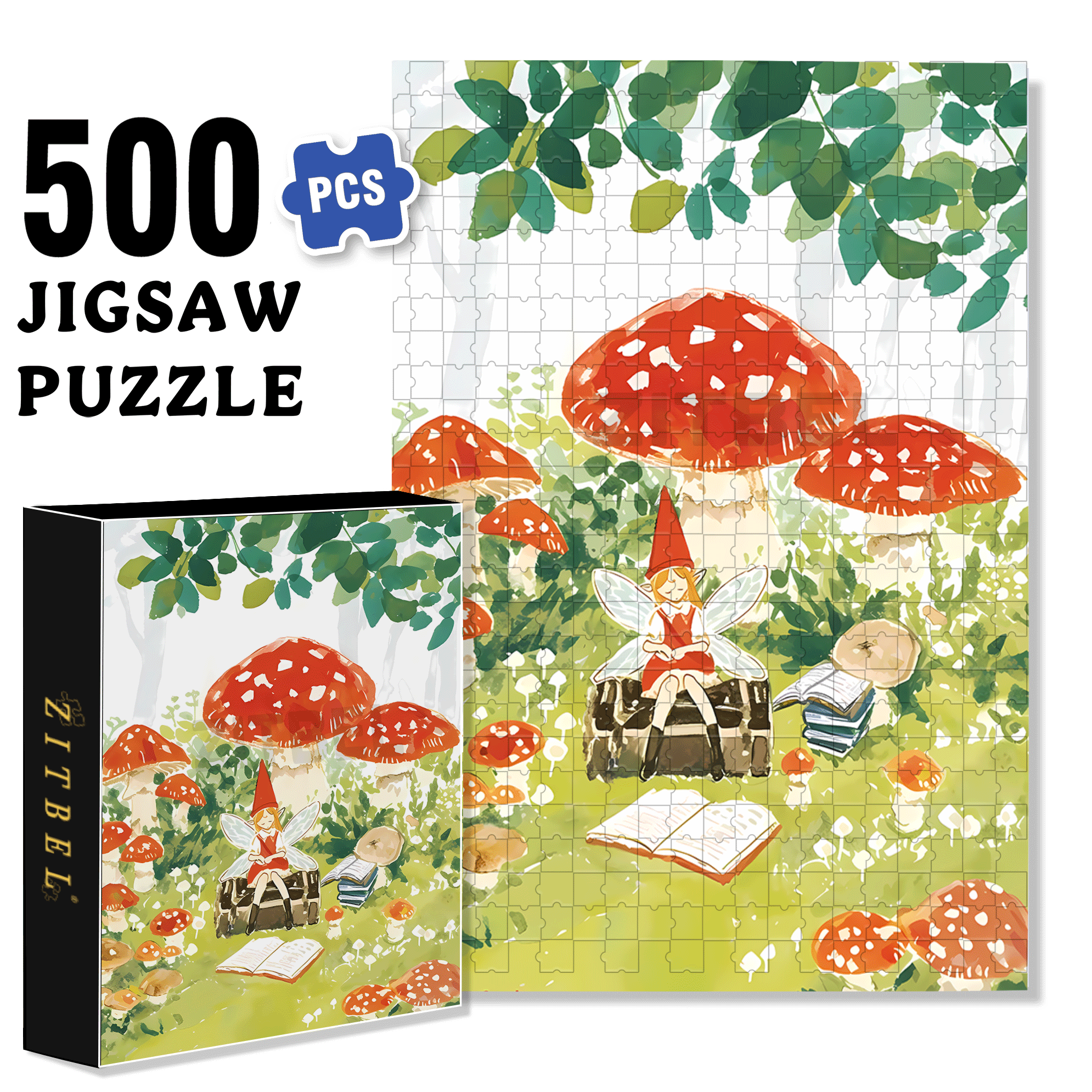 Giant Red Mushroom 500pcs/1000pcs Jigsaw Puzzle, Scratch-Resistant, Interactive Family Game & Brain-Boosting DIY Decor, Perfect for Halloween, Christmas & New Year Gifts, Family Puzzle Game