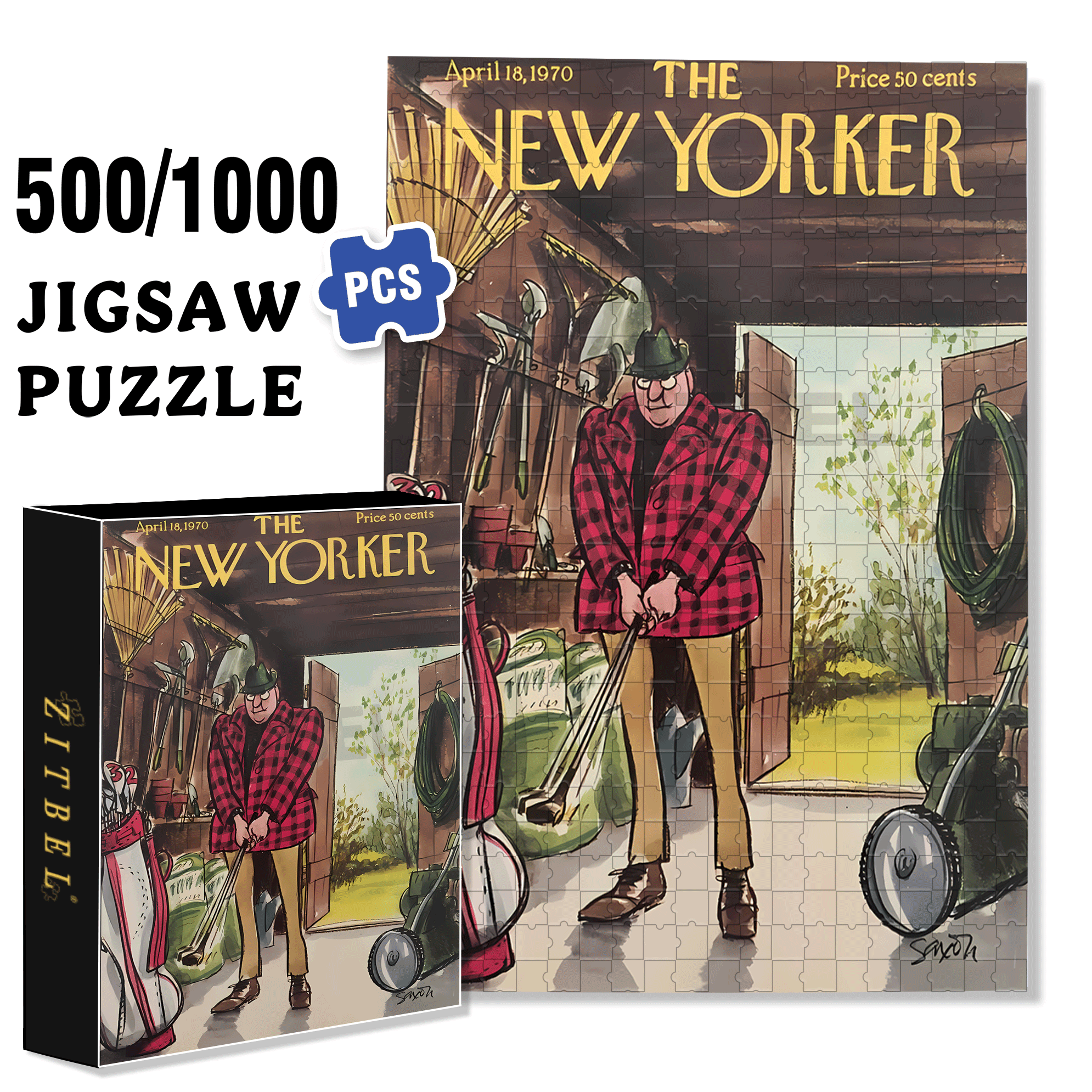 Golf In The Warehouse 500pcs/1000pcs Jigsaw Puzzle, Scratch-Resistant, Interactive Family Game & Brain-Boosting DIY Decor, Perfect for Halloween, Christmas & New Year Gifts, Family Puzzle Game