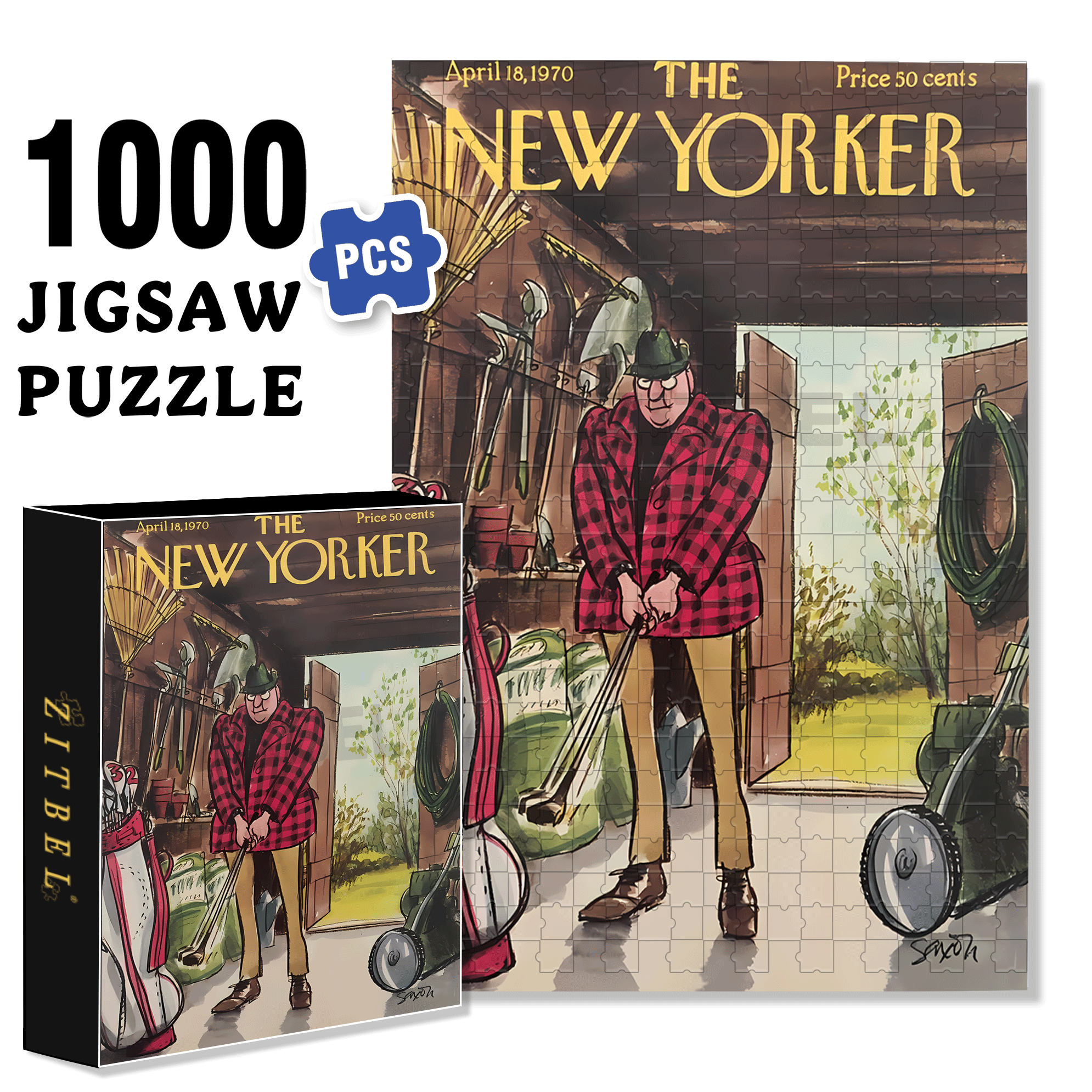 Golf In The Warehouse 500pcs/1000pcs Jigsaw Puzzle, Scratch-Resistant, Interactive Family Game & Brain-Boosting DIY Decor, Perfect for Halloween, Christmas & New Year Gifts, Family Puzzle Game