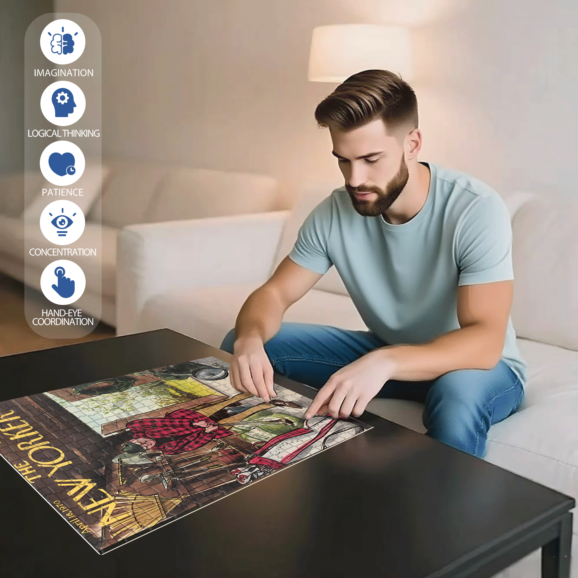 Golf In The Warehouse 500pcs/1000pcs Jigsaw Puzzle, Scratch-Resistant, Interactive Family Game & Brain-Boosting DIY Decor, Perfect for Halloween, Christmas & New Year Gifts, Family Puzzle Game