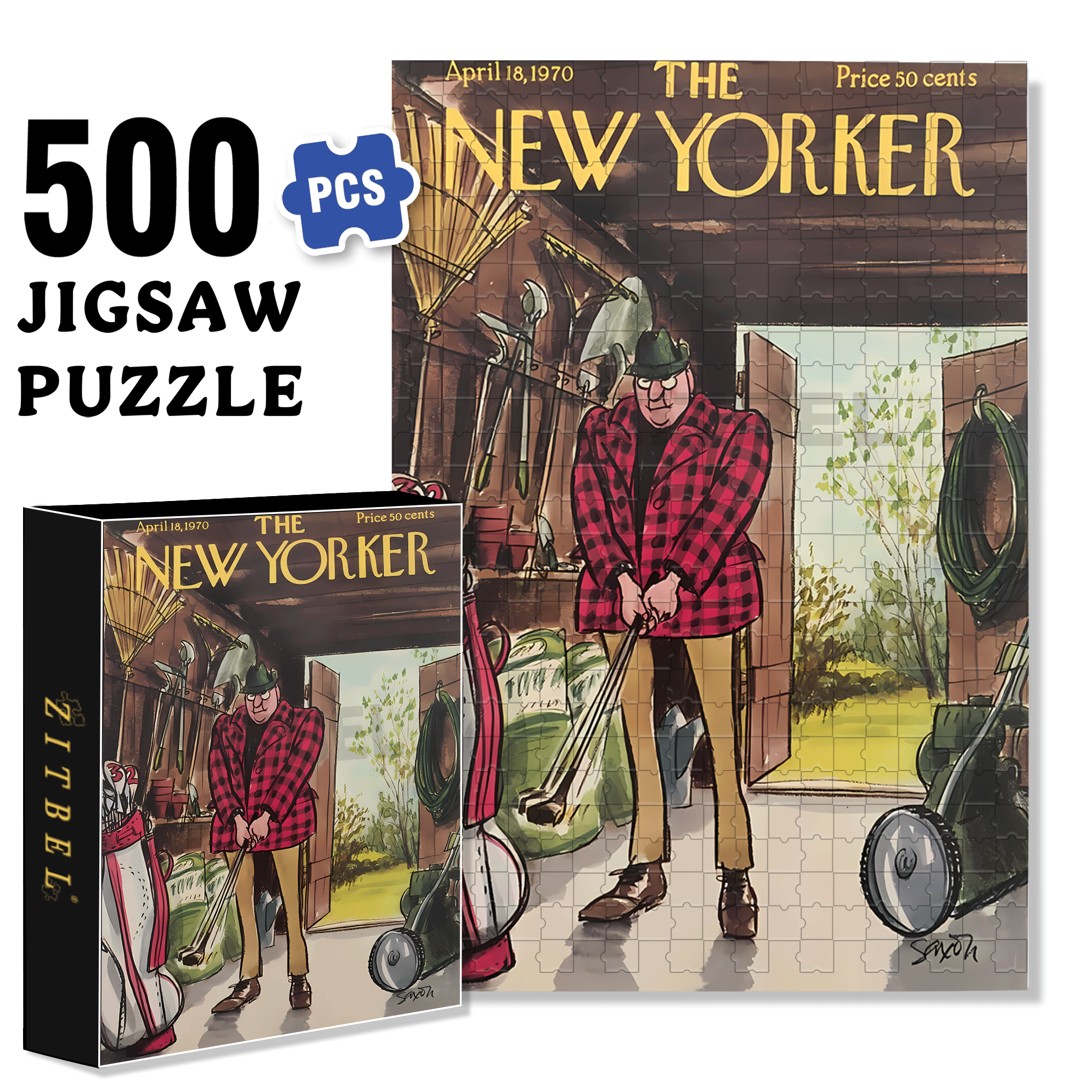 Golf In The Warehouse 500pcs/1000pcs Jigsaw Puzzle, Scratch-Resistant, Interactive Family Game & Brain-Boosting DIY Decor, Perfect for Halloween, Christmas & New Year Gifts, Family Puzzle Game