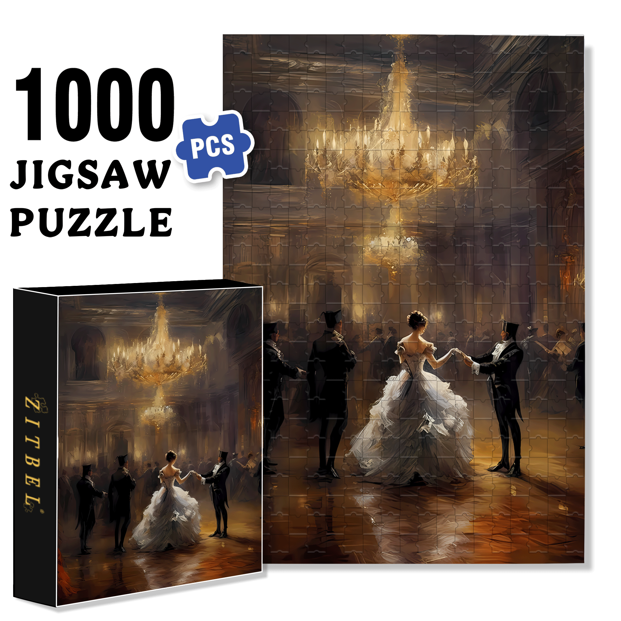 Grand Ballroom 500pcs/1000pcs Jigsaw Puzzle, Scratch-Resistant, Interactive Family Game & Brain-Boosting DIY Decor, Perfect for Halloween, Christmas & New Year Gifts, Family Puzzle Game