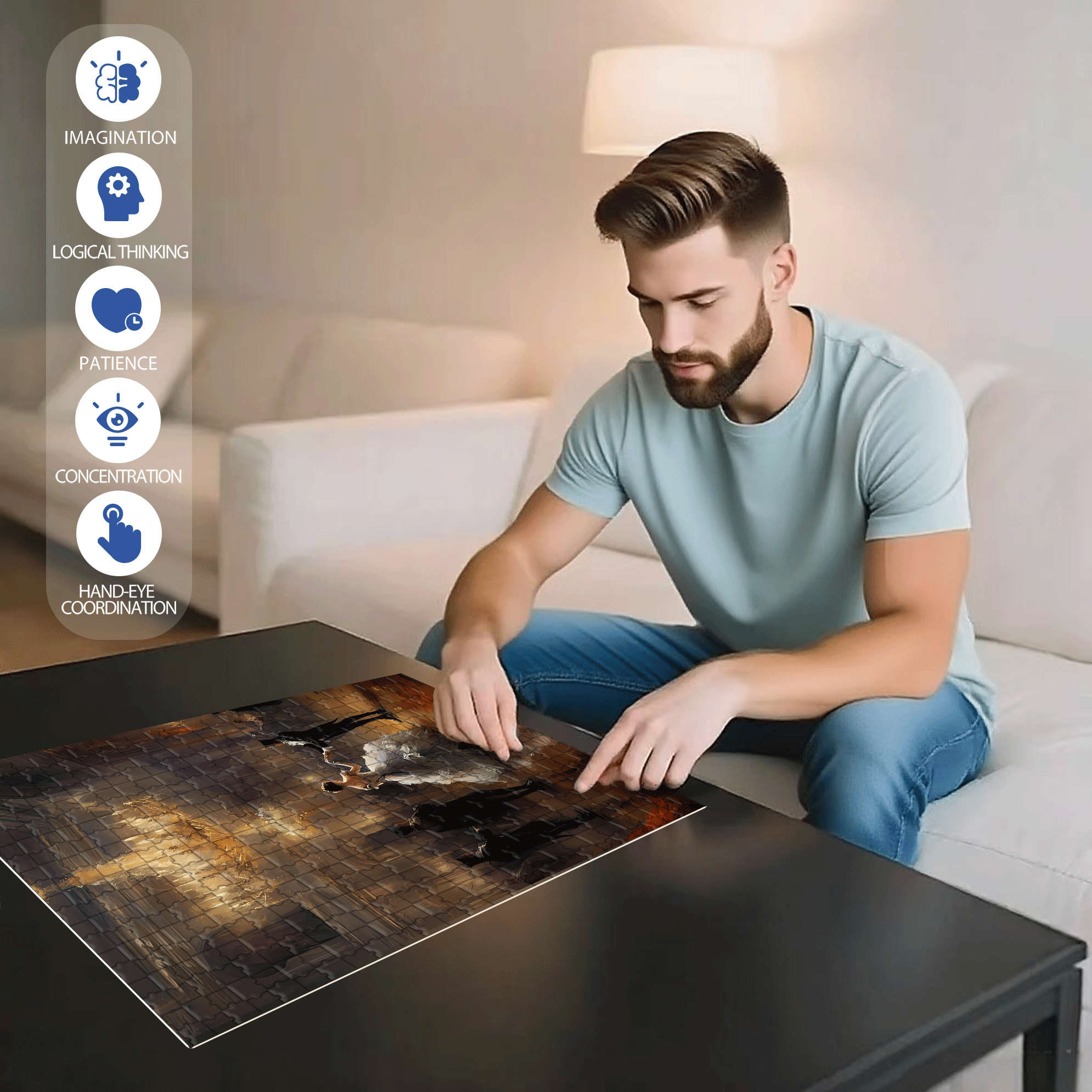 Grand Ballroom 500pcs/1000pcs Jigsaw Puzzle, Scratch-Resistant, Interactive Family Game & Brain-Boosting DIY Decor, Perfect for Halloween, Christmas & New Year Gifts, Family Puzzle Game
