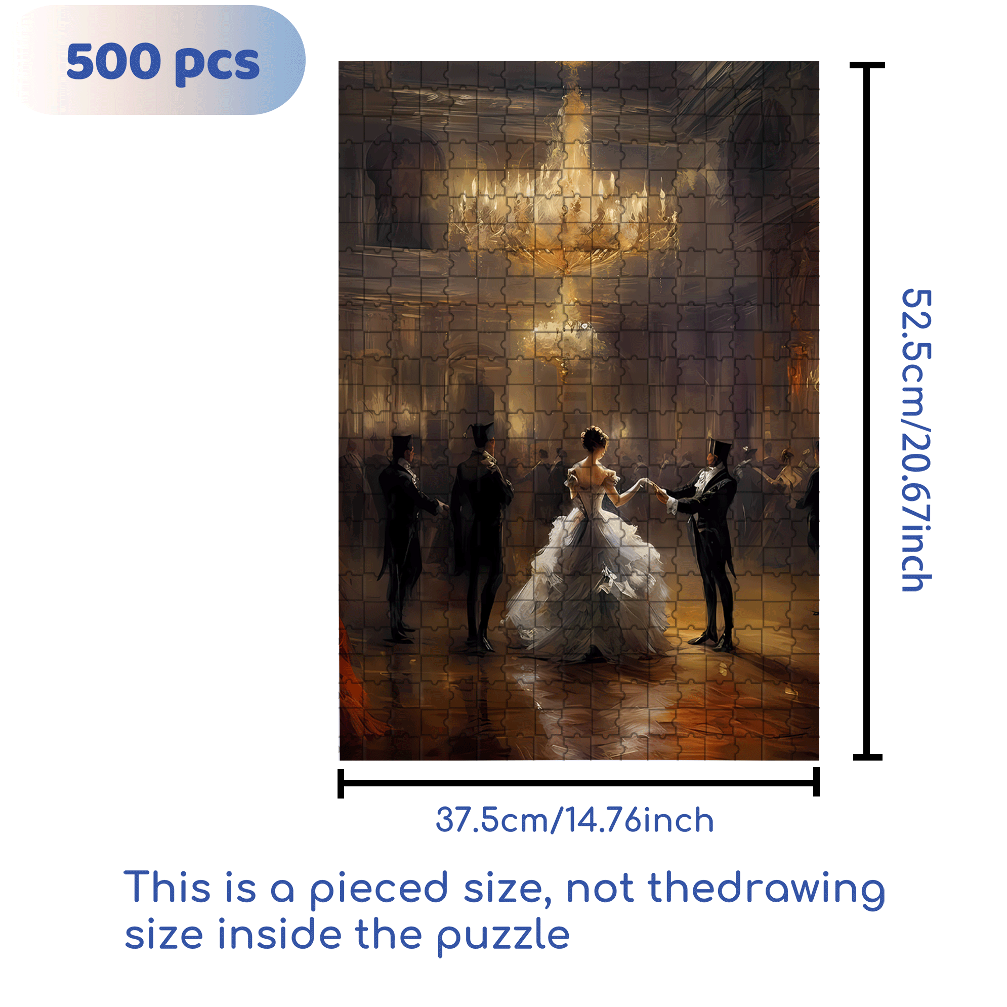 Grand Ballroom 500pcs/1000pcs Jigsaw Puzzle, Scratch-Resistant, Interactive Family Game & Brain-Boosting DIY Decor, Perfect for Halloween, Christmas & New Year Gifts, Family Puzzle Game