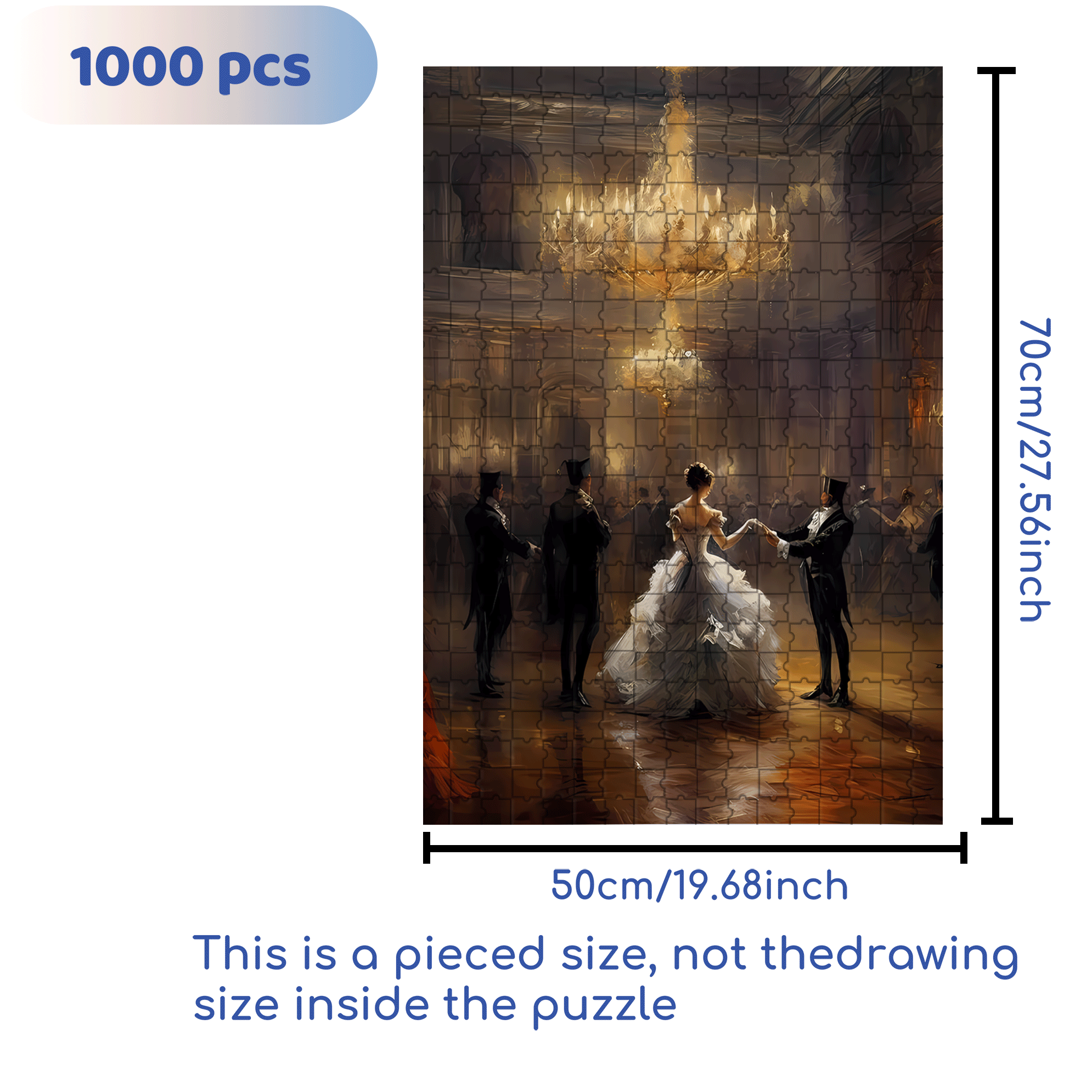 Grand Ballroom 500pcs/1000pcs Jigsaw Puzzle, Scratch-Resistant, Interactive Family Game & Brain-Boosting DIY Decor, Perfect for Halloween, Christmas & New Year Gifts, Family Puzzle Game