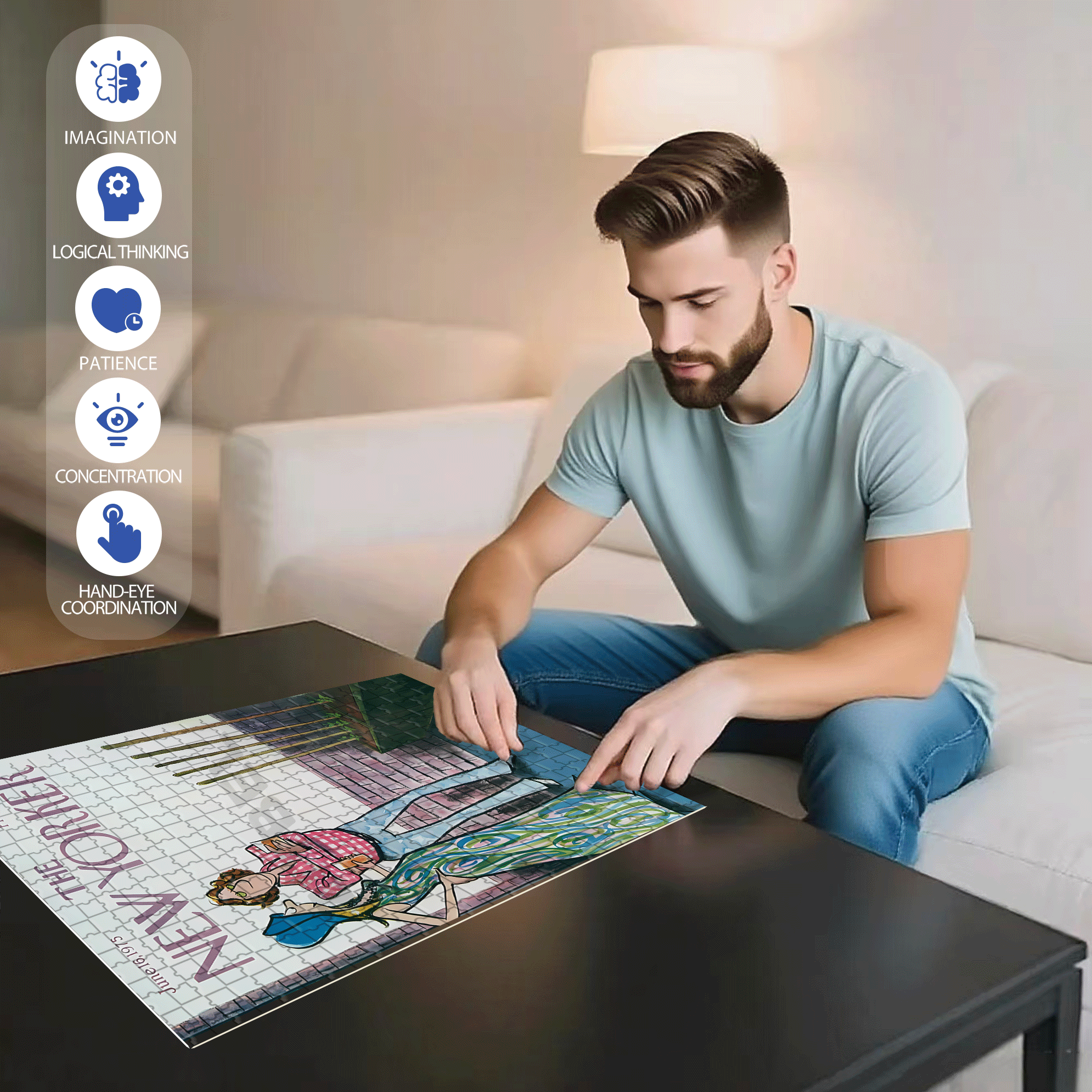 Growth Process 500pcs/1000pcs Jigsaw Puzzle, Scratch-Resistant, Interactive Family Game & Brain-Boosting DIY Decor, Perfect for Halloween, Christmas & New Year Gifts, Family Puzzle Game