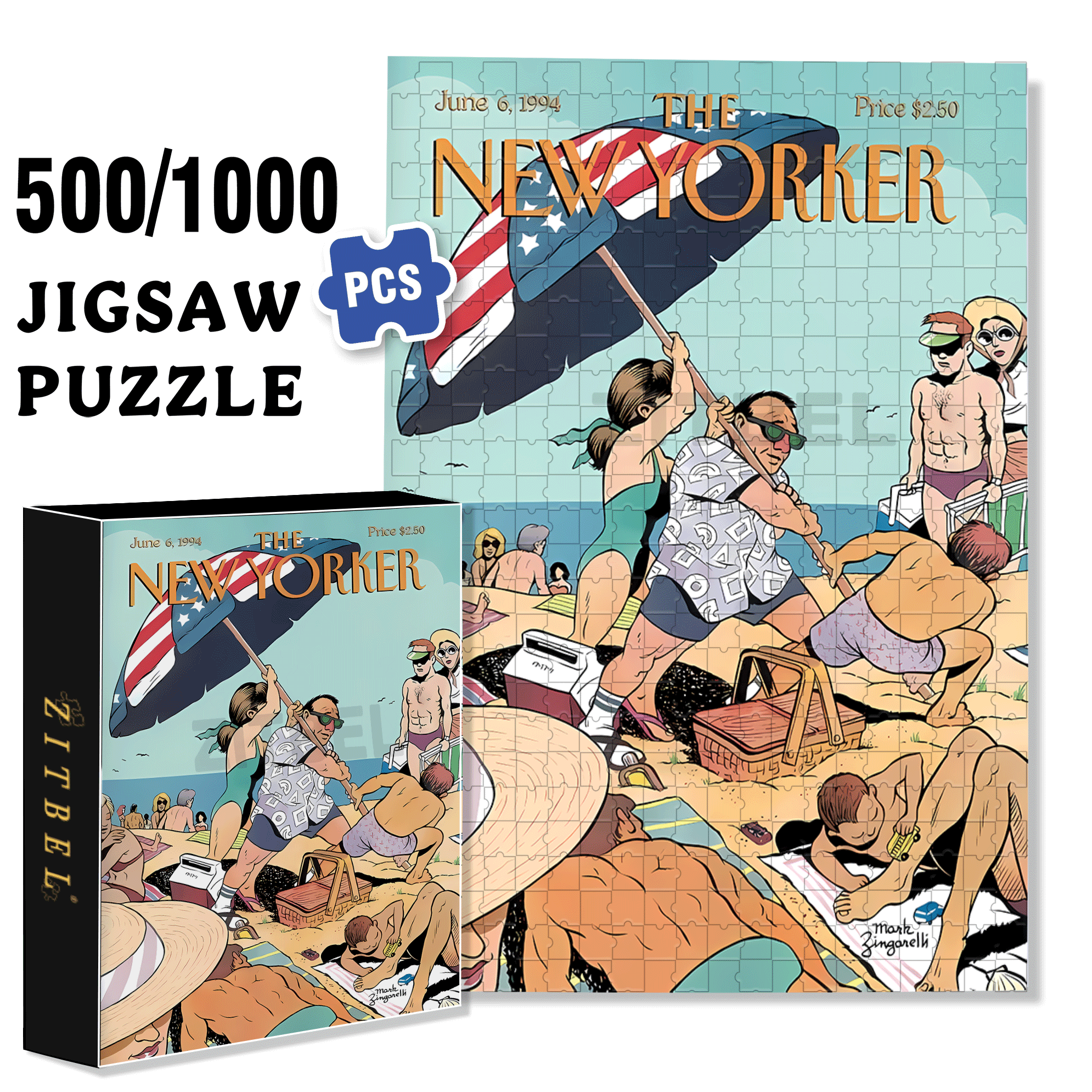 Install Sun Umbrella 500pcs/1000pcs Jigsaw Puzzle, Scratch-Resistant, Interactive Family Game & Brain-Boosting DIY Decor, Perfect for Halloween, Christmas & New Year Gifts, Family Puzzle Game