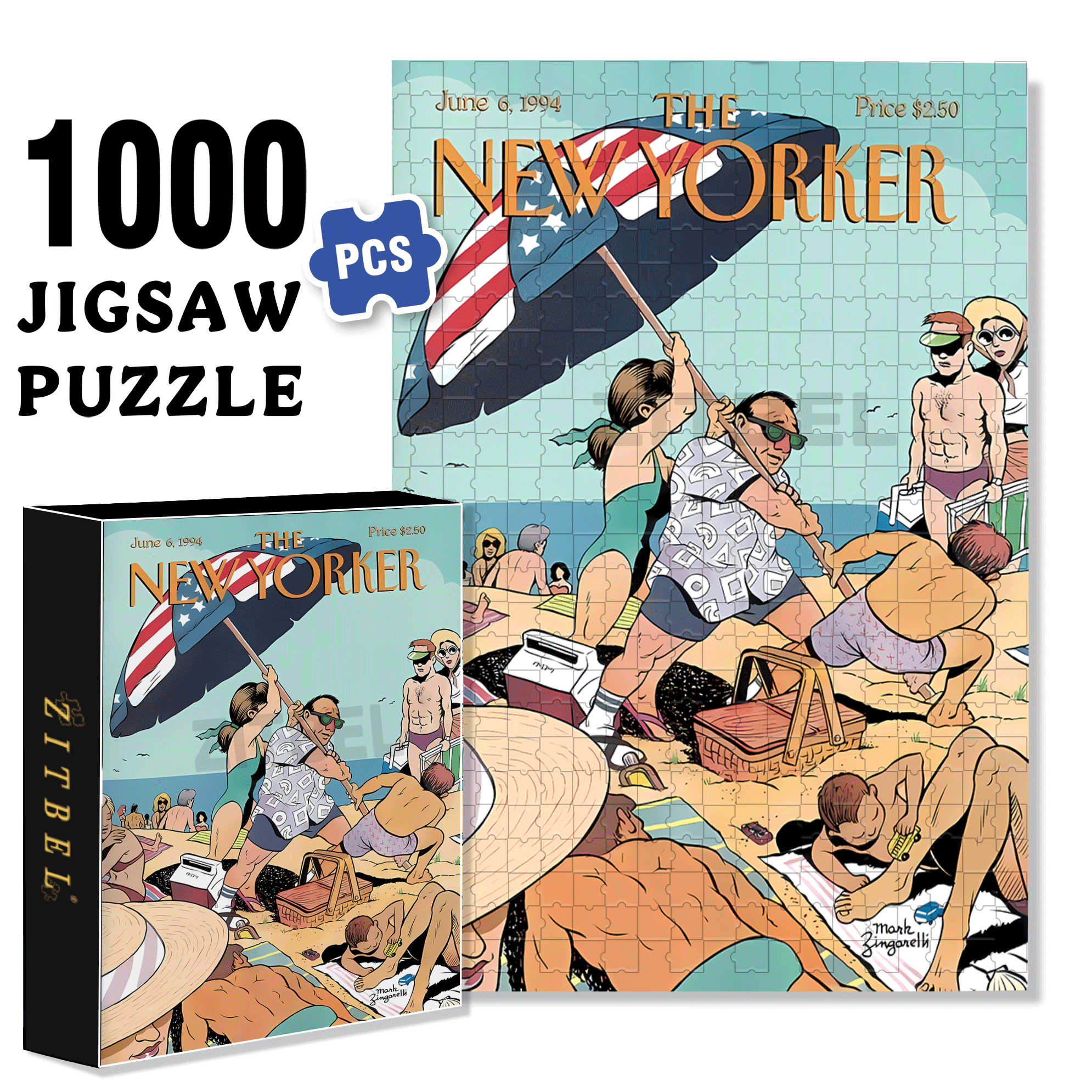 Install Sun Umbrella 500pcs/1000pcs Jigsaw Puzzle, Scratch-Resistant, Interactive Family Game & Brain-Boosting DIY Decor, Perfect for Halloween, Christmas & New Year Gifts, Family Puzzle Game