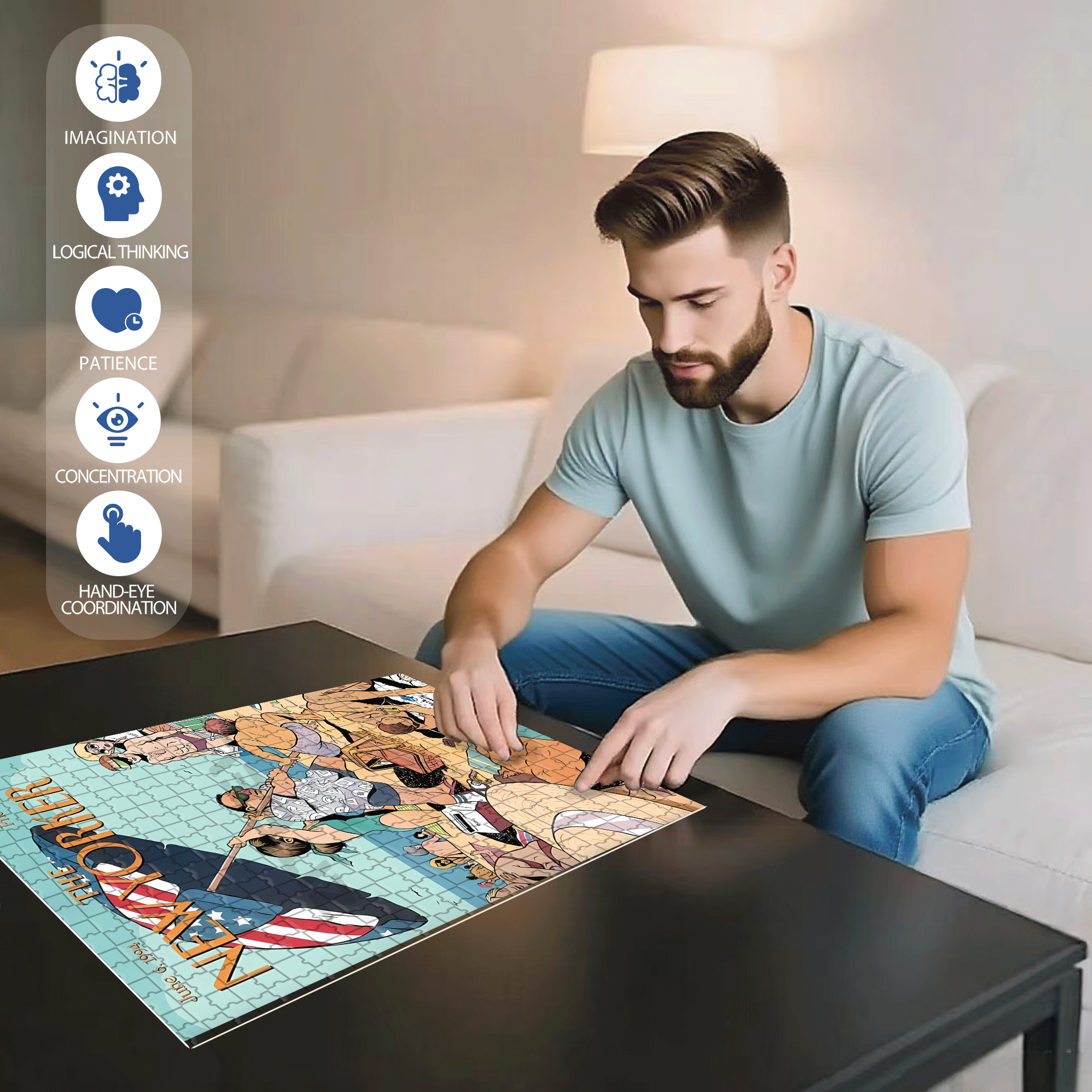 Install Sun Umbrella 500pcs/1000pcs Jigsaw Puzzle, Scratch-Resistant, Interactive Family Game & Brain-Boosting DIY Decor, Perfect for Halloween, Christmas & New Year Gifts, Family Puzzle Game