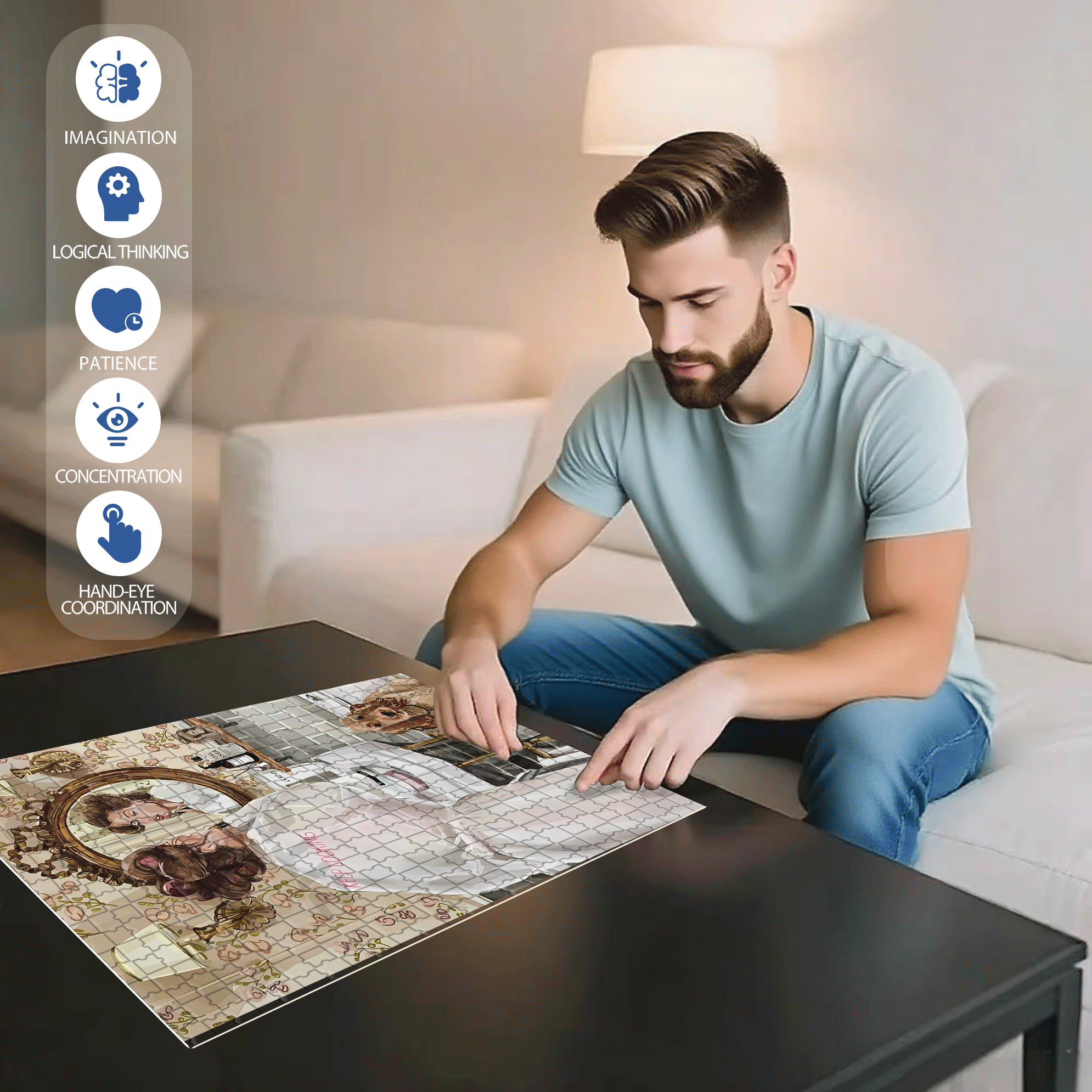 Keep Looking 500pcs/1000pcs Jigsaw Puzzle, Scratch-Resistant, Interactive Family Game & Brain-Boosting DIY Decor, Perfect for Halloween, Christmas & New Year Gifts, Family Puzzle Game