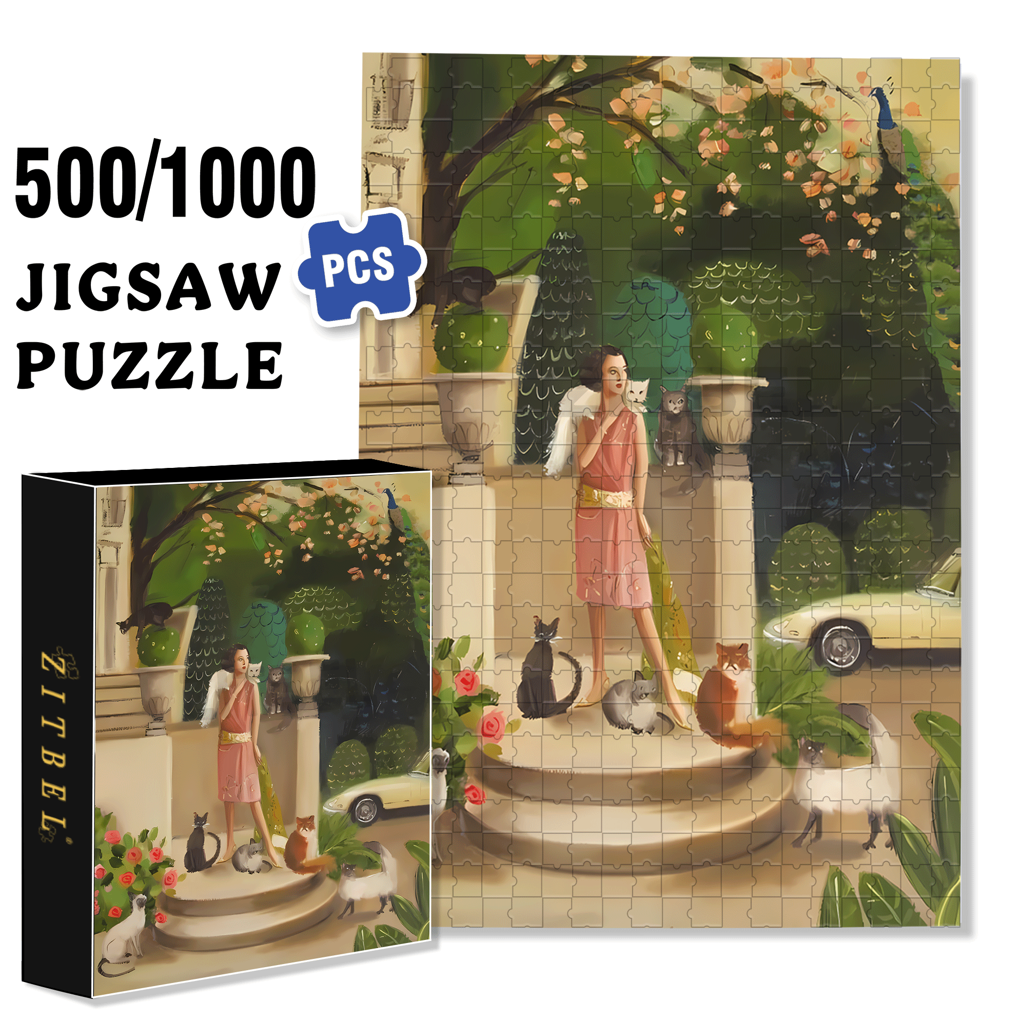 Mademoiselle Mink  500pcs/1000pcs Jigsaw Puzzle, Scratch-Resistant, Interactive Family Game & Brain-Boosting DIY Decor, Perfect for Halloween, Christmas & New Year Gifts, Family Puzzle Game