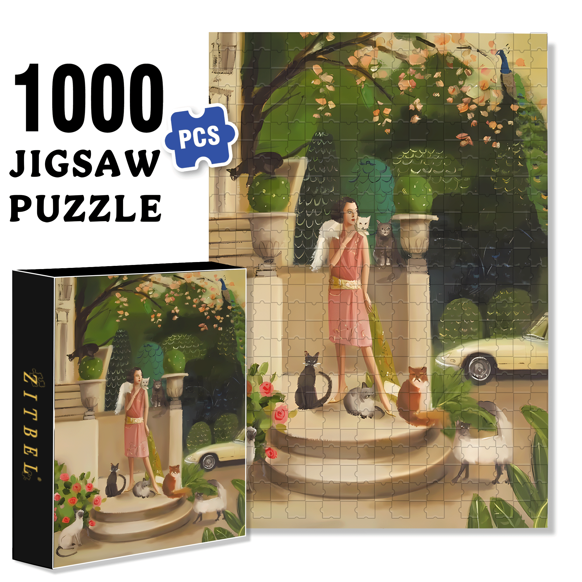 Mademoiselle Mink  500pcs/1000pcs Jigsaw Puzzle, Scratch-Resistant, Interactive Family Game & Brain-Boosting DIY Decor, Perfect for Halloween, Christmas & New Year Gifts, Family Puzzle Game
