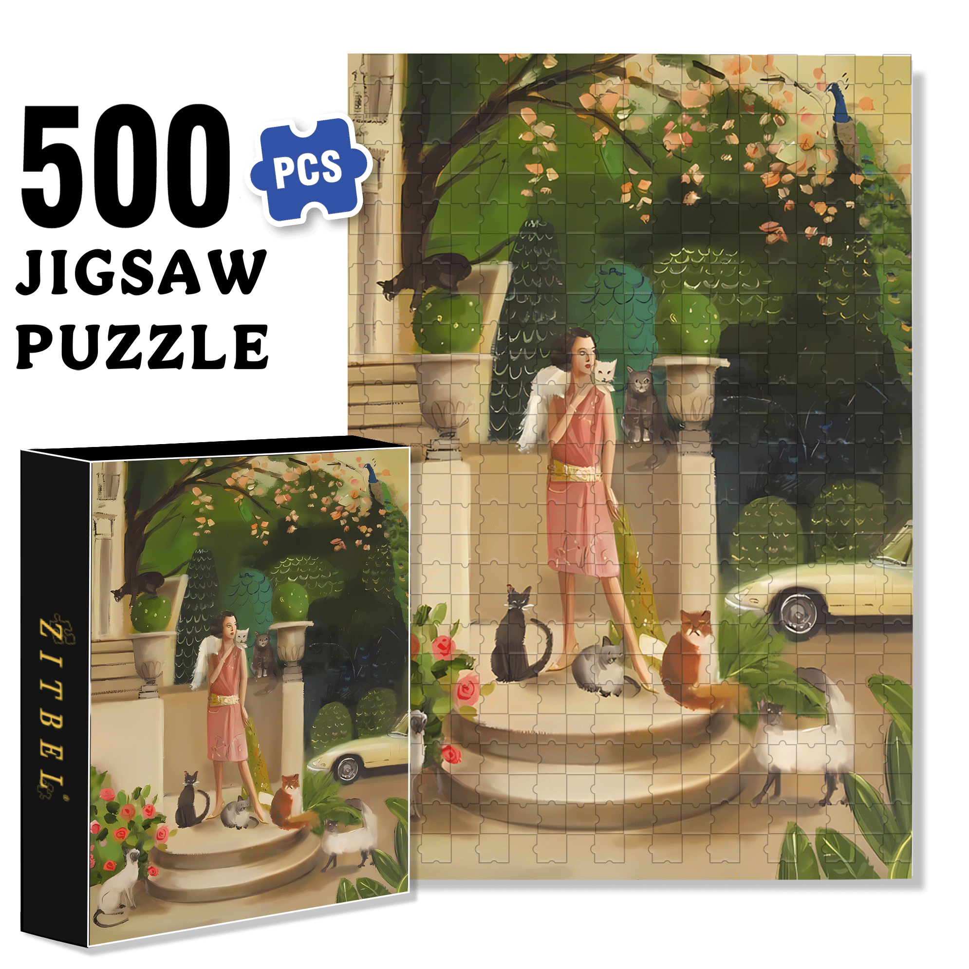 Mademoiselle Mink  500pcs/1000pcs Jigsaw Puzzle, Scratch-Resistant, Interactive Family Game & Brain-Boosting DIY Decor, Perfect for Halloween, Christmas & New Year Gifts, Family Puzzle Game