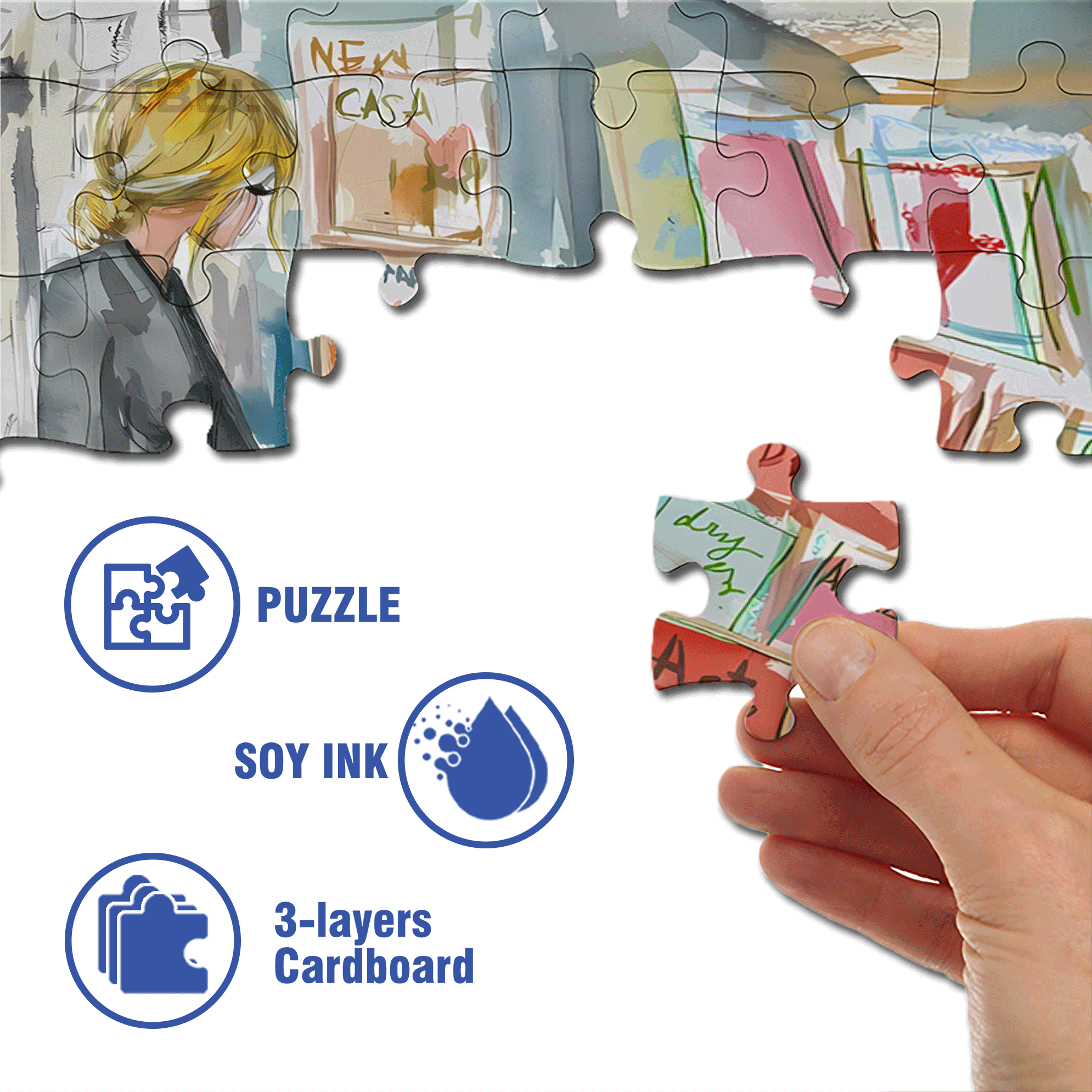 Magazine Stand 2 500pcs/1000pcs Jigsaw Puzzle, Scratch-Resistant, Interactive Family Game & Brain-Boosting DIY Decor, Perfect for Halloween, Christmas & New Year Gifts, Family Puzzle Game