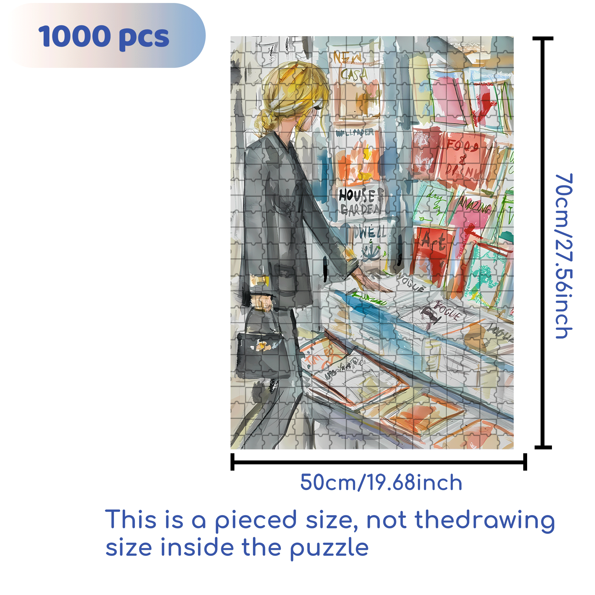Magazine Stand 2 500pcs/1000pcs Jigsaw Puzzle, Scratch-Resistant, Interactive Family Game & Brain-Boosting DIY Decor, Perfect for Halloween, Christmas & New Year Gifts, Family Puzzle Game