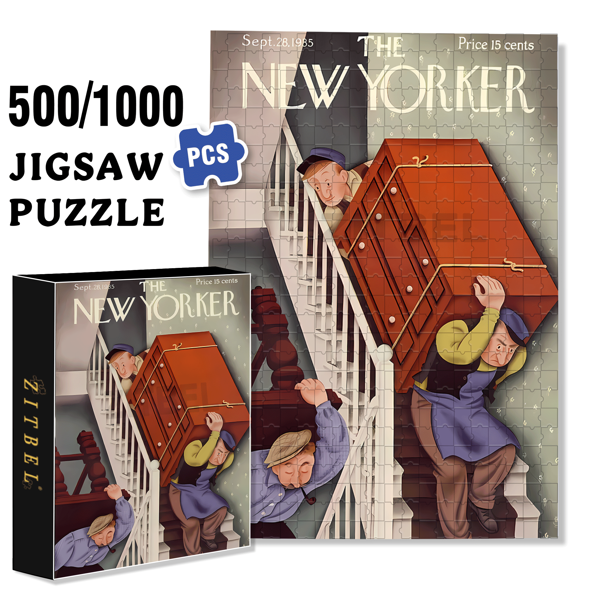 Move Place 2 500pcs/1000pcs Jigsaw Puzzle, Scratch-Resistant, Interactive Family Game & Brain-Boosting DIY Decor, Perfect for Halloween, Christmas & New Year Gifts, Family Puzzle Game