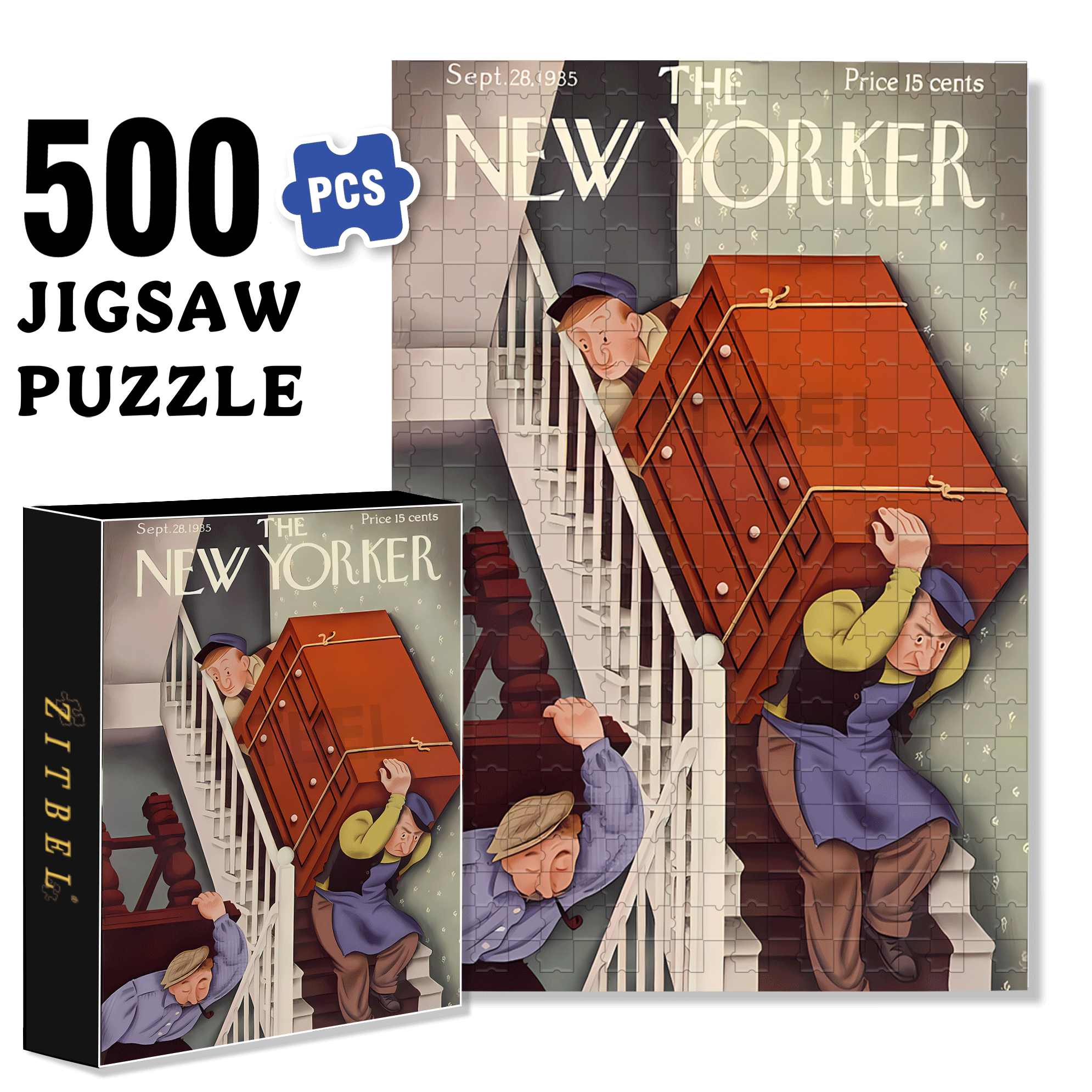 Move Place 2 500pcs/1000pcs Jigsaw Puzzle, Scratch-Resistant, Interactive Family Game & Brain-Boosting DIY Decor, Perfect for Halloween, Christmas & New Year Gifts, Family Puzzle Game