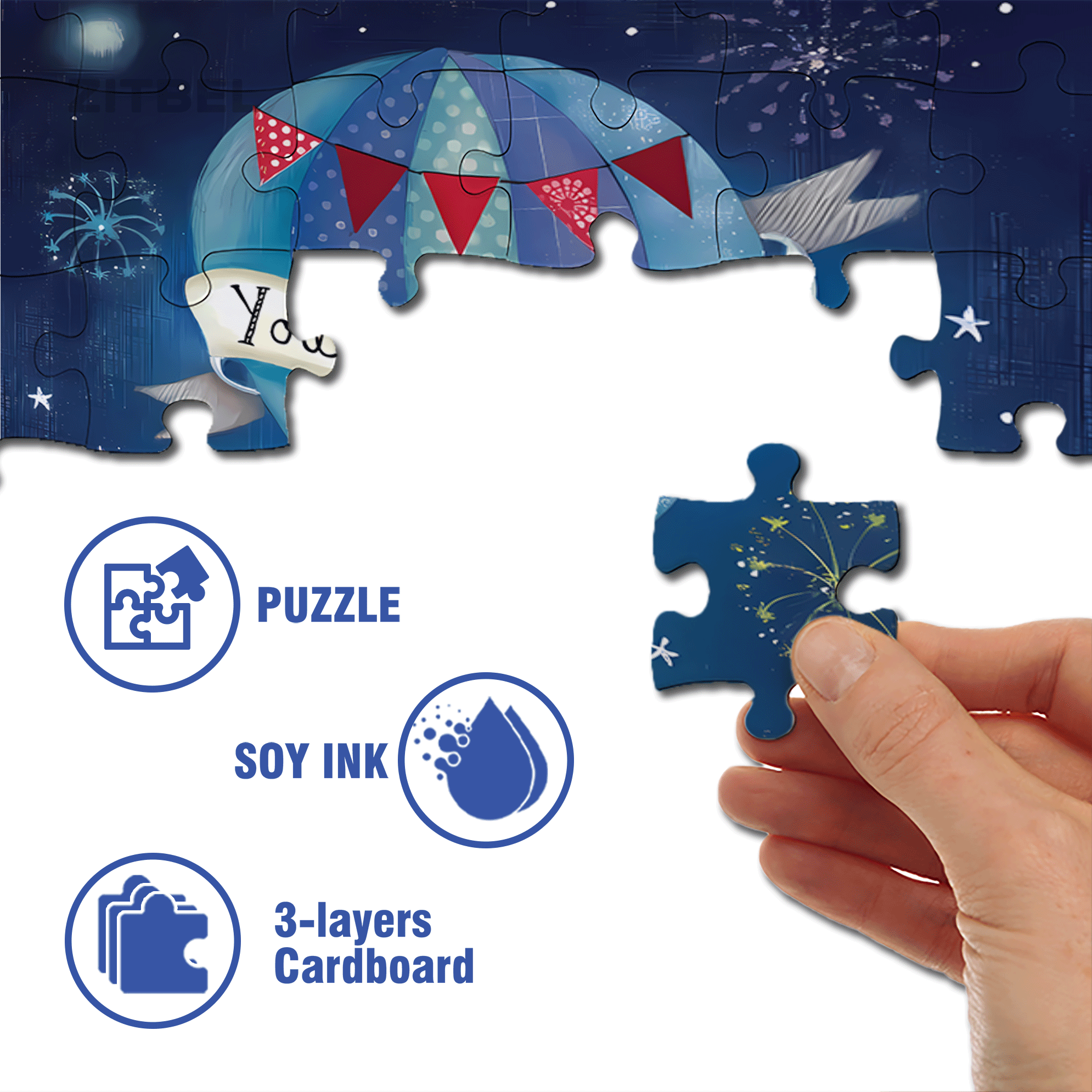 Night Air Balloon 500pcs/1000pcs Jigsaw Puzzle, Scratch-Resistant, Interactive Family Game & Brain-Boosting DIY Decor, Perfect for Halloween, Christmas & New Year Gifts, Family Puzzle Game