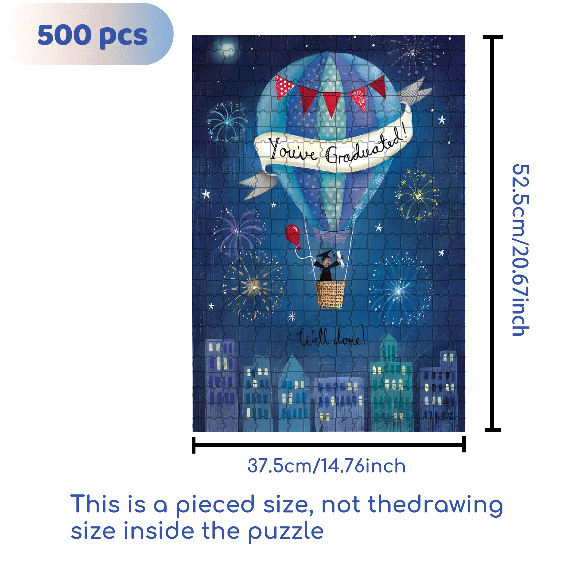Night Air Balloon 500pcs/1000pcs Jigsaw Puzzle, Scratch-Resistant, Interactive Family Game & Brain-Boosting DIY Decor, Perfect for Halloween, Christmas & New Year Gifts, Family Puzzle Game