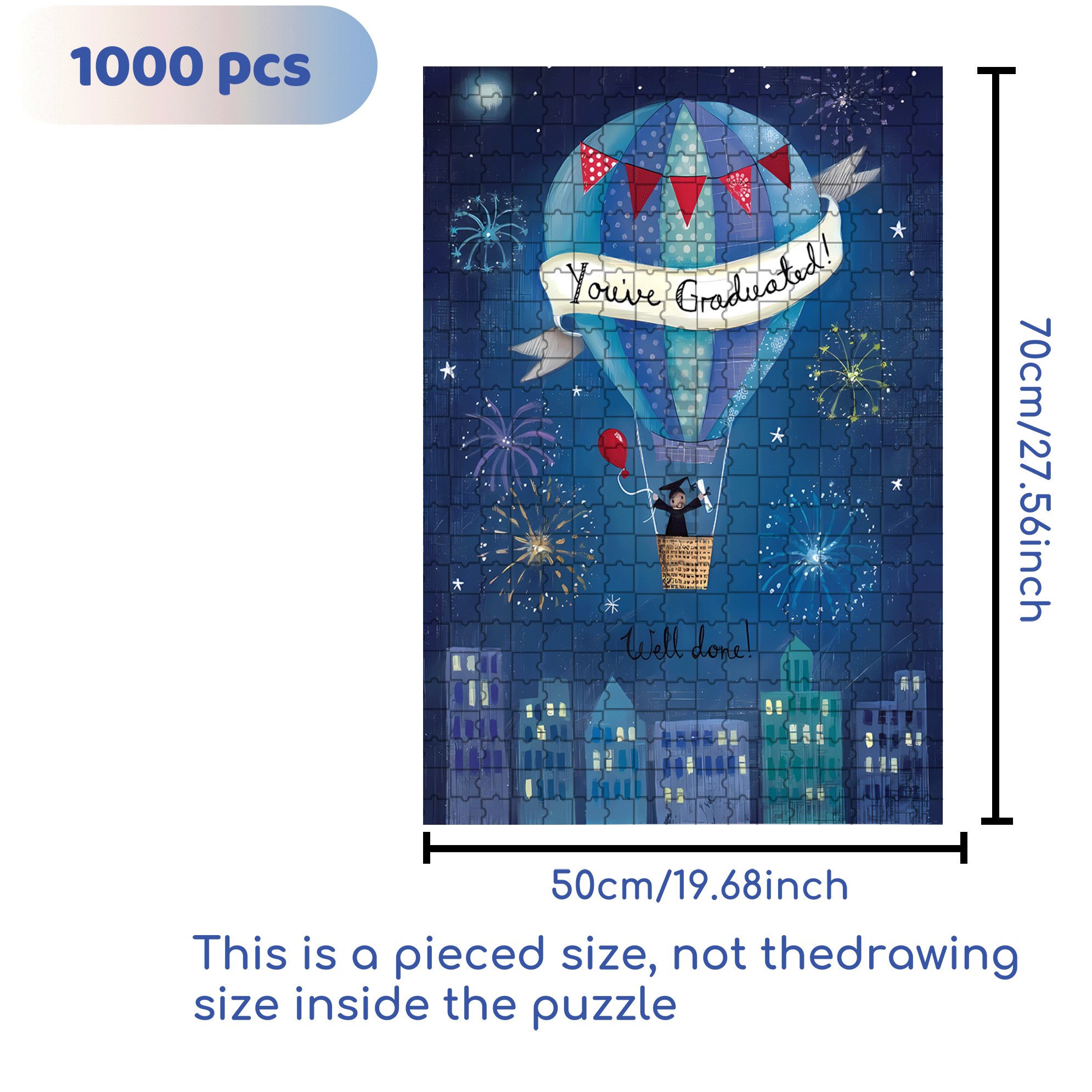 Night Air Balloon 500pcs/1000pcs Jigsaw Puzzle, Scratch-Resistant, Interactive Family Game & Brain-Boosting DIY Decor, Perfect for Halloween, Christmas & New Year Gifts, Family Puzzle Game
