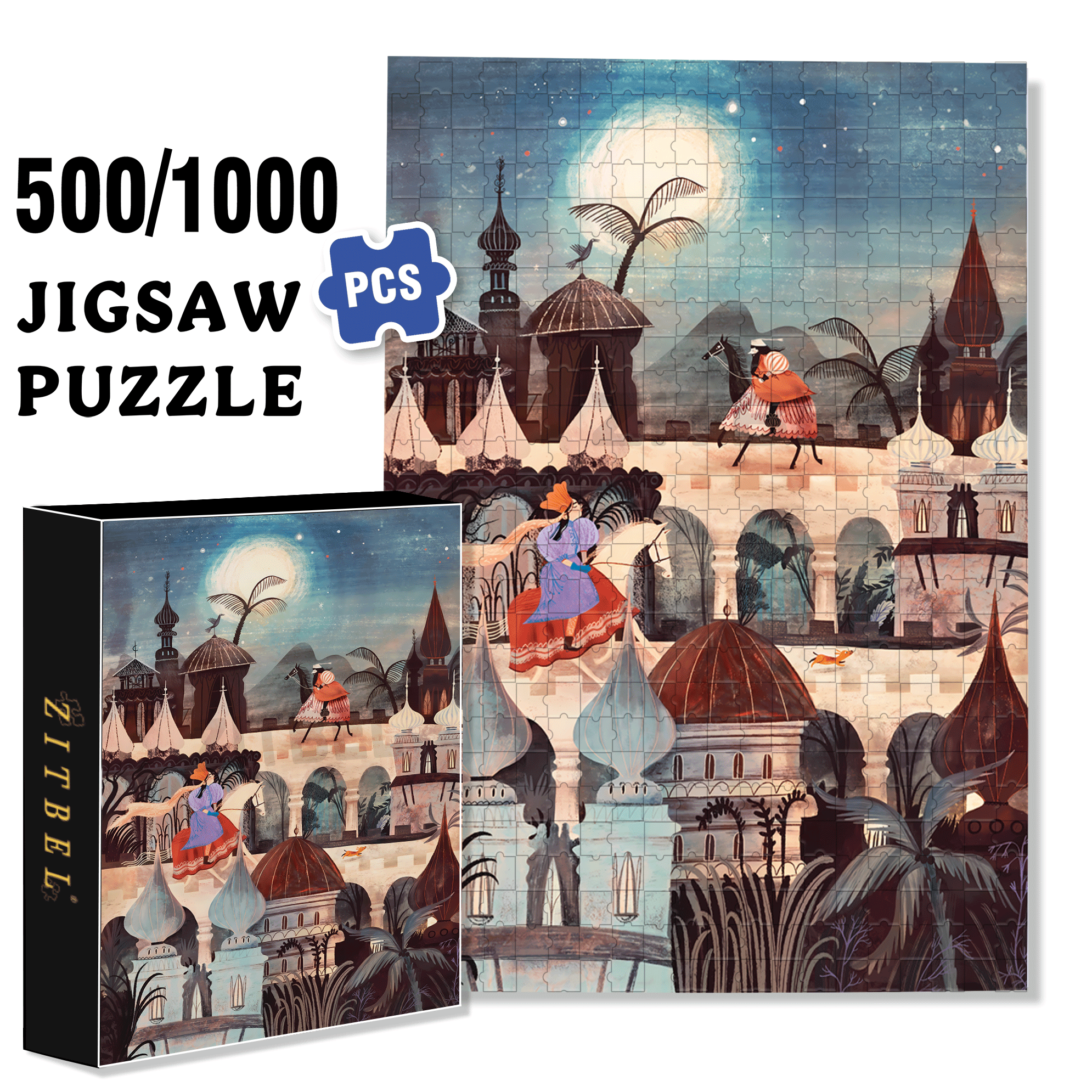 Night Saga 500pcs/1000pcs Jigsaw Puzzle, Scratch-Resistant, Interactive Family Game & Brain-Boosting DIY Decor, Perfect for Halloween, Christmas & New Year Gifts, Family Puzzle Game