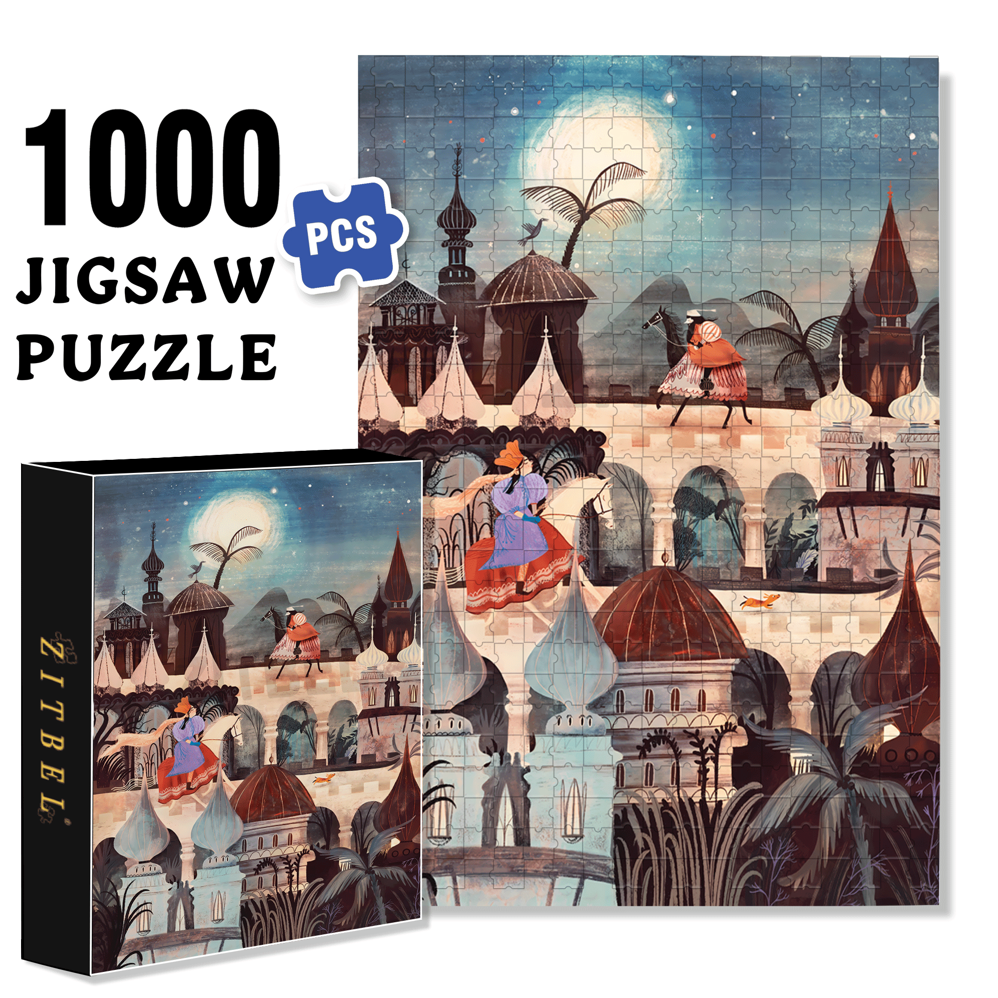 Night Saga 500pcs/1000pcs Jigsaw Puzzle, Scratch-Resistant, Interactive Family Game & Brain-Boosting DIY Decor, Perfect for Halloween, Christmas & New Year Gifts, Family Puzzle Game