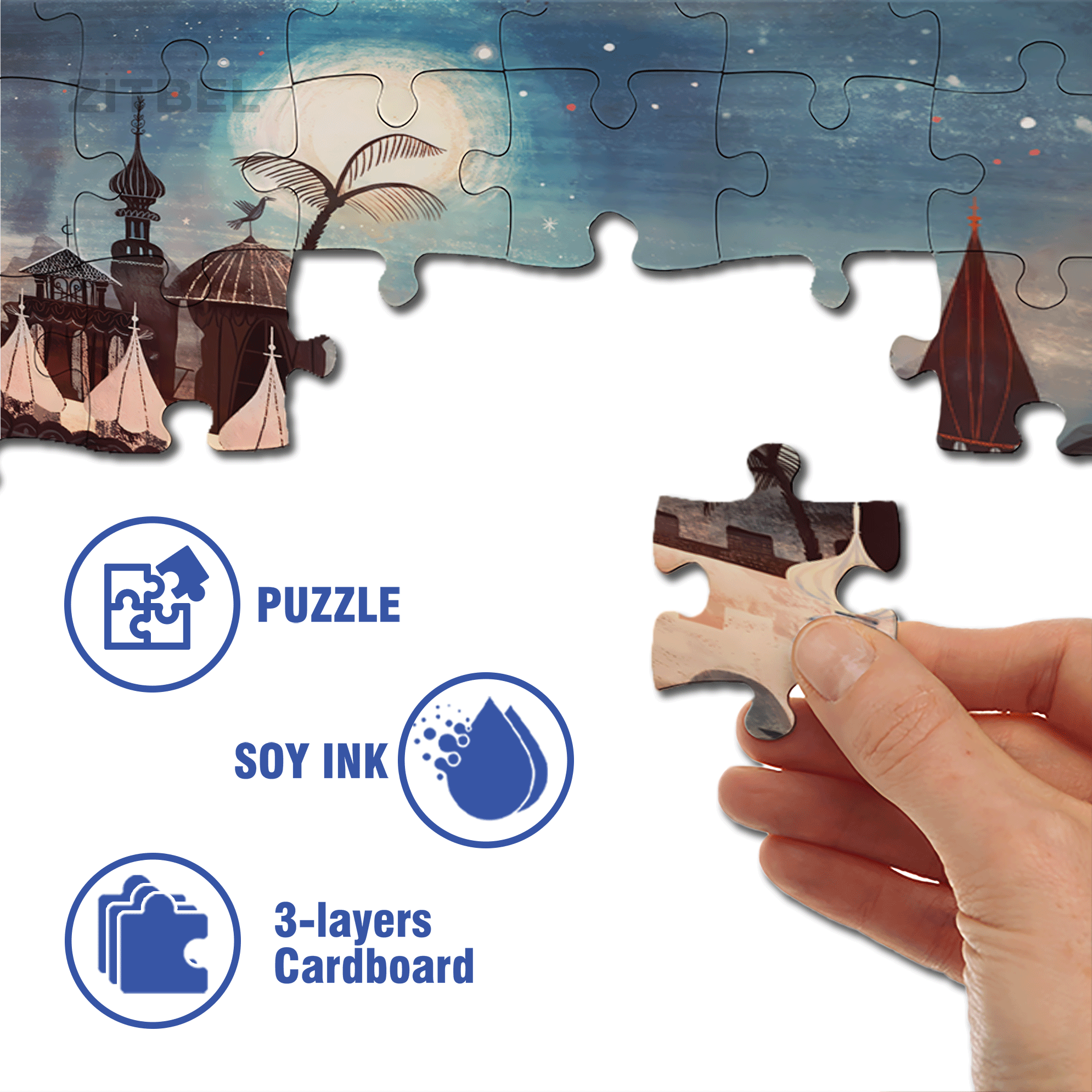 Night Saga 500pcs/1000pcs Jigsaw Puzzle, Scratch-Resistant, Interactive Family Game & Brain-Boosting DIY Decor, Perfect for Halloween, Christmas & New Year Gifts, Family Puzzle Game