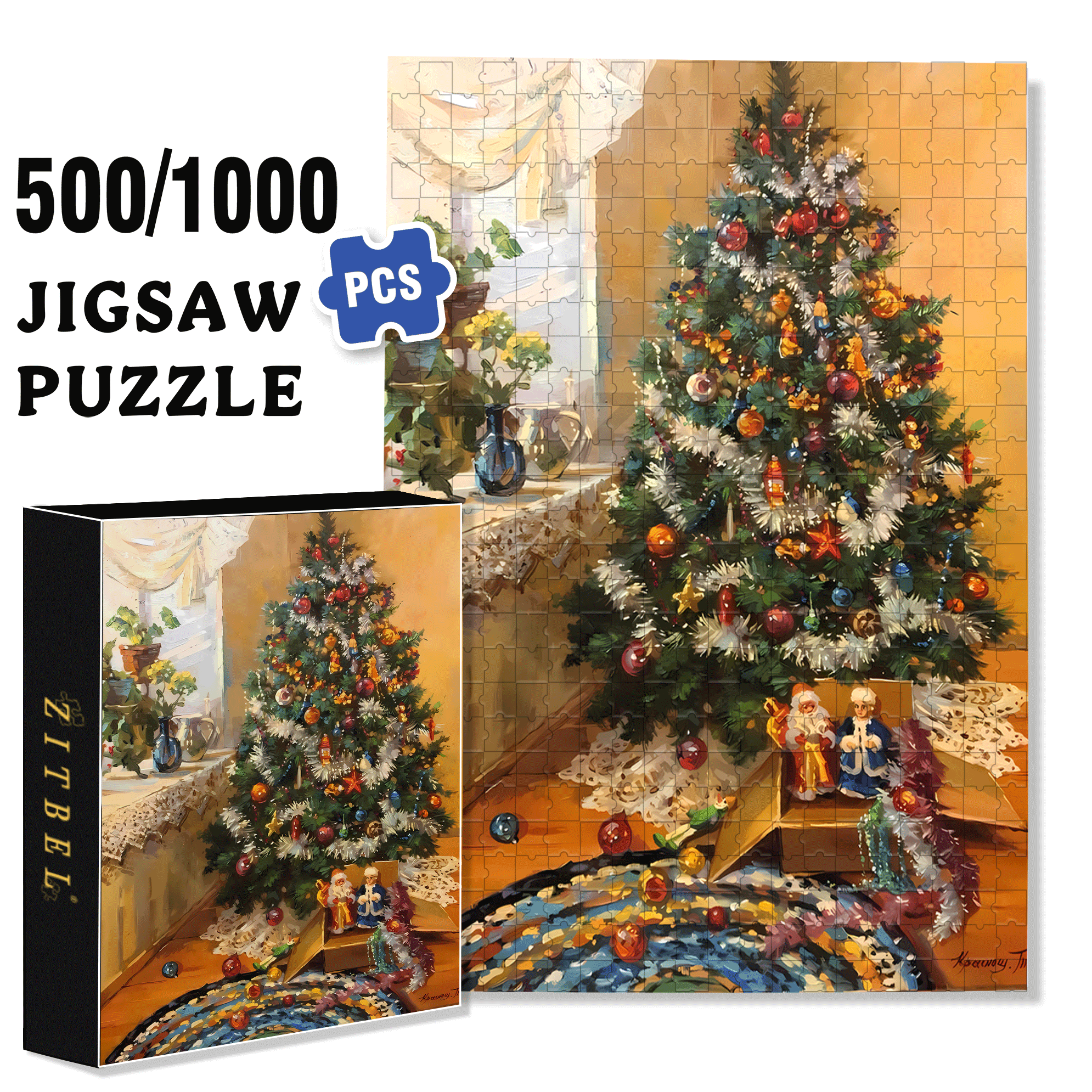 Peaceful Atmosphere 2 500pcs/1000pcs Jigsaw Puzzle, Scratch-Resistant, Interactive Family Game & Brain-Boosting DIY Decor, Perfect for Halloween, Christmas & New Year Gifts, Family Puzzle Game
