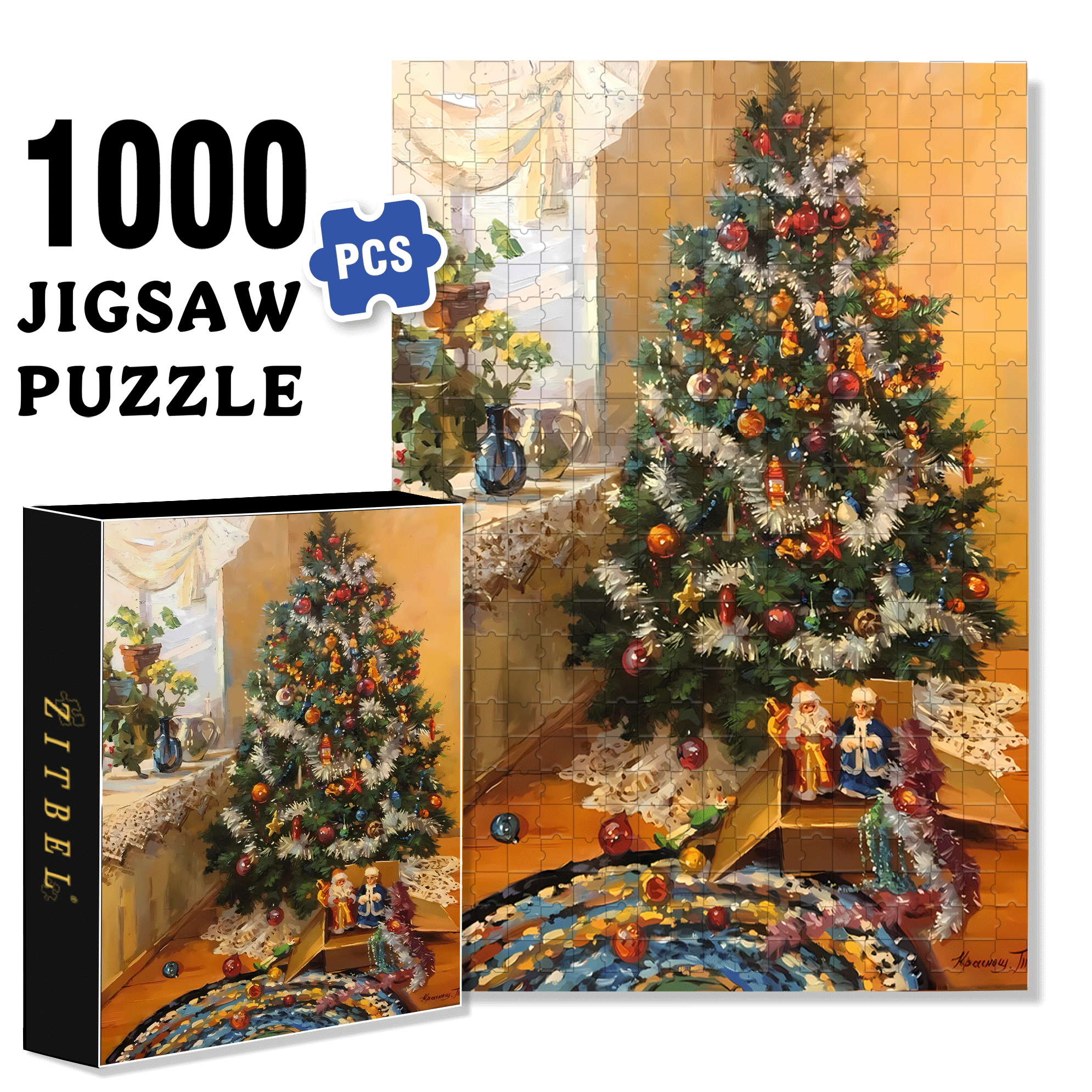 Peaceful Atmosphere 2 500pcs/1000pcs Jigsaw Puzzle, Scratch-Resistant, Interactive Family Game & Brain-Boosting DIY Decor, Perfect for Halloween, Christmas & New Year Gifts, Family Puzzle Game