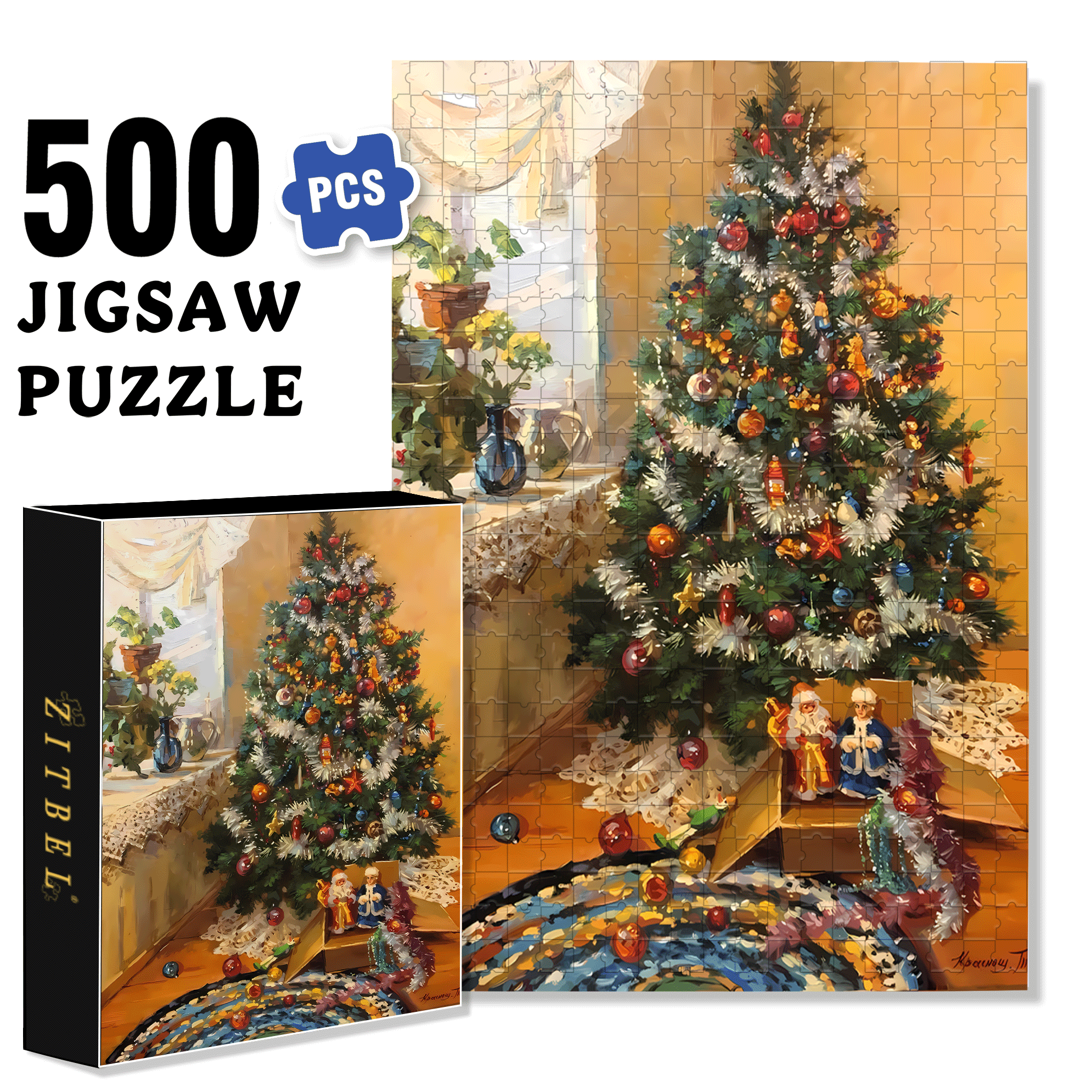 Peaceful Atmosphere 2 500pcs/1000pcs Jigsaw Puzzle, Scratch-Resistant, Interactive Family Game & Brain-Boosting DIY Decor, Perfect for Halloween, Christmas & New Year Gifts, Family Puzzle Game
