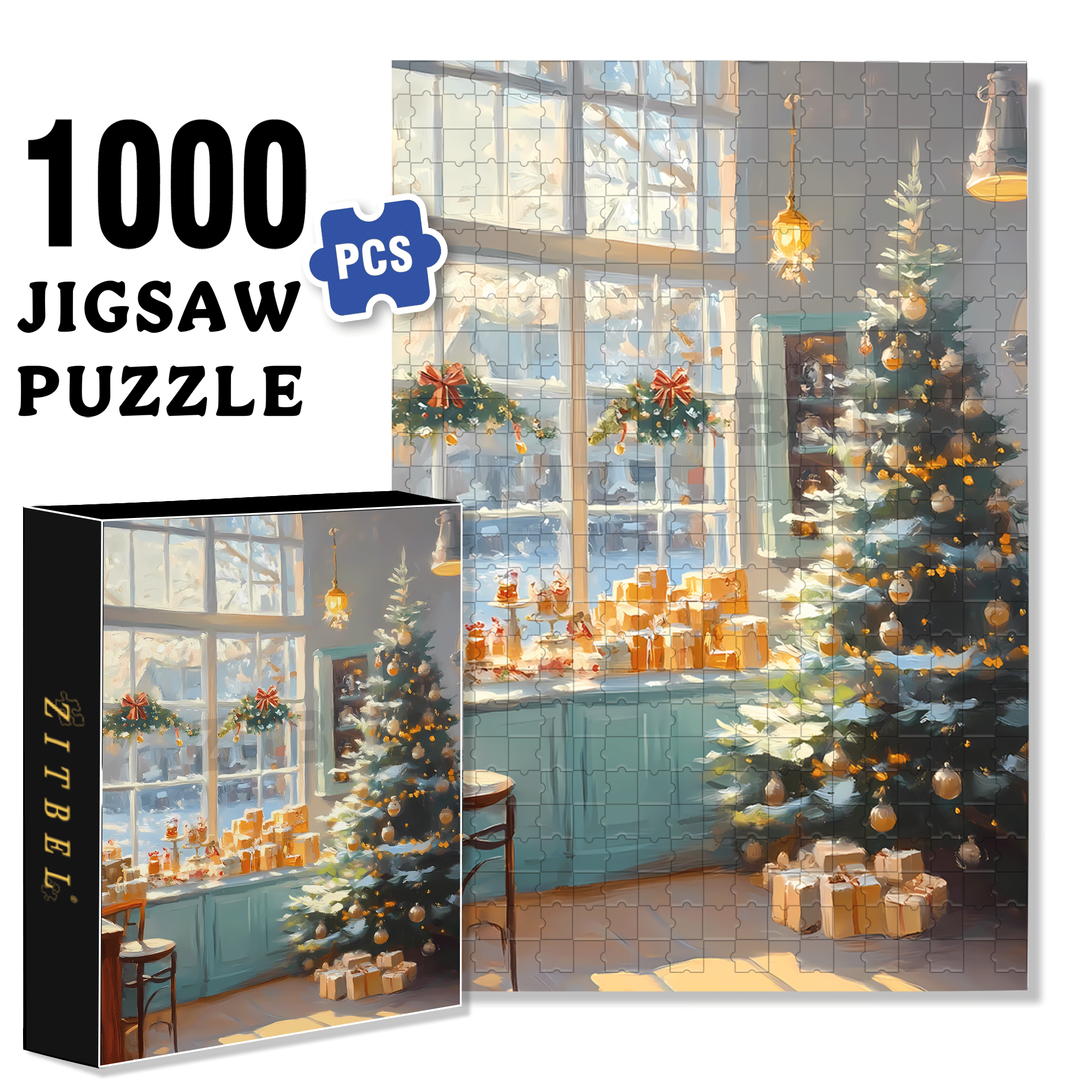 Peaceful Atmosphere 3 500pcs/1000pcs Jigsaw Puzzle, Scratch-Resistant, Interactive Family Game & Brain-Boosting DIY Decor, Perfect for Halloween, Christmas & New Year Gifts, Family Puzzle Game