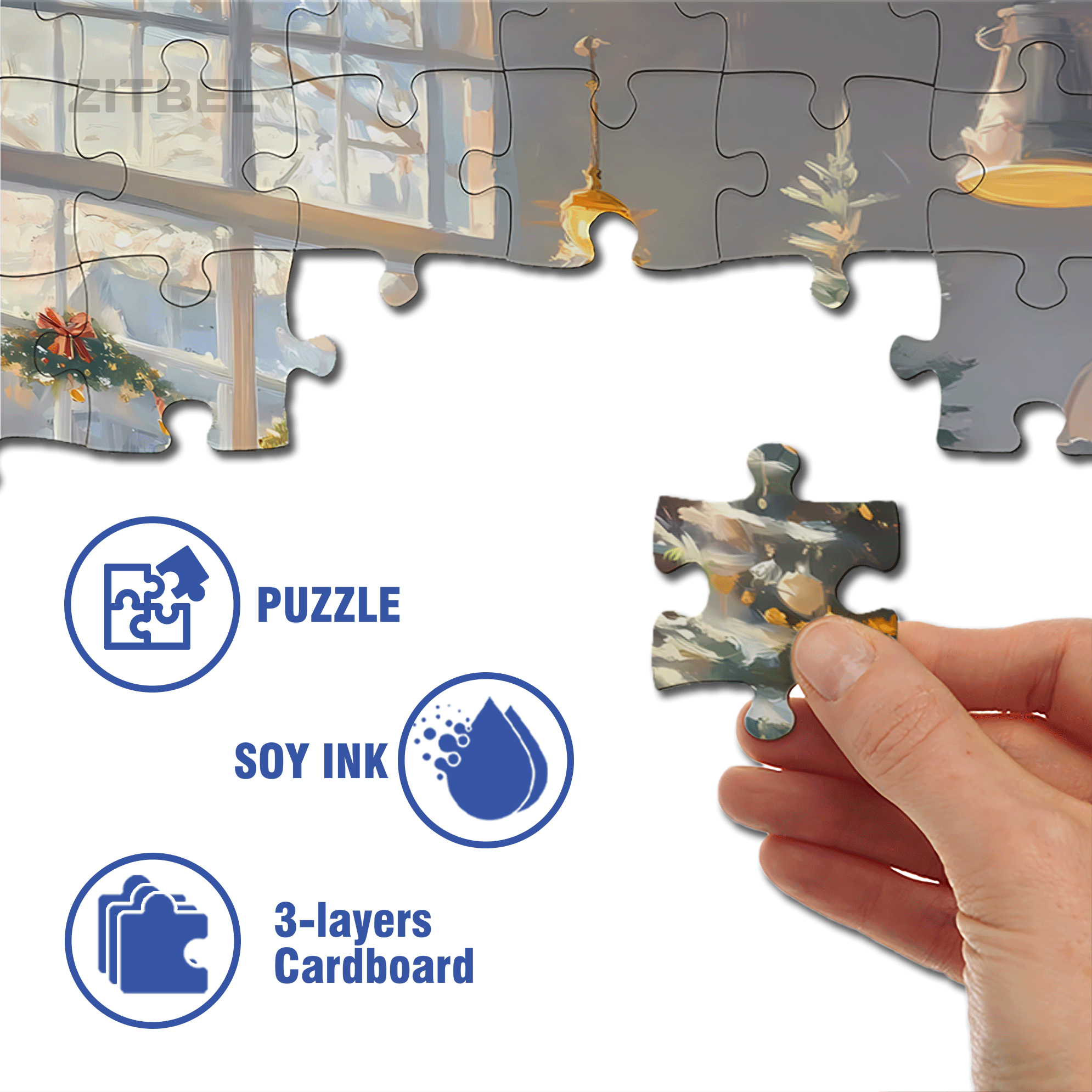 Peaceful Atmosphere 3 500pcs/1000pcs Jigsaw Puzzle, Scratch-Resistant, Interactive Family Game & Brain-Boosting DIY Decor, Perfect for Halloween, Christmas & New Year Gifts, Family Puzzle Game