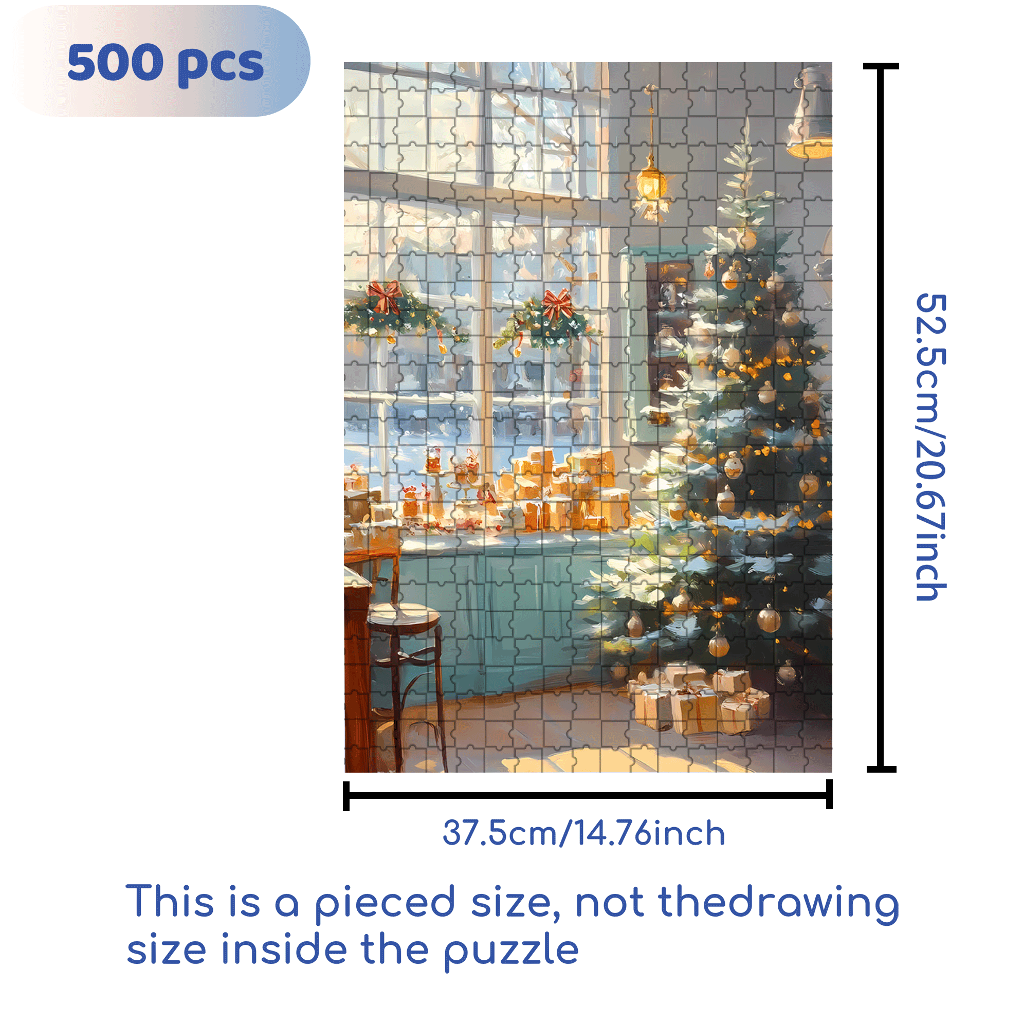 Peaceful Atmosphere 3 500pcs/1000pcs Jigsaw Puzzle, Scratch-Resistant, Interactive Family Game & Brain-Boosting DIY Decor, Perfect for Halloween, Christmas & New Year Gifts, Family Puzzle Game