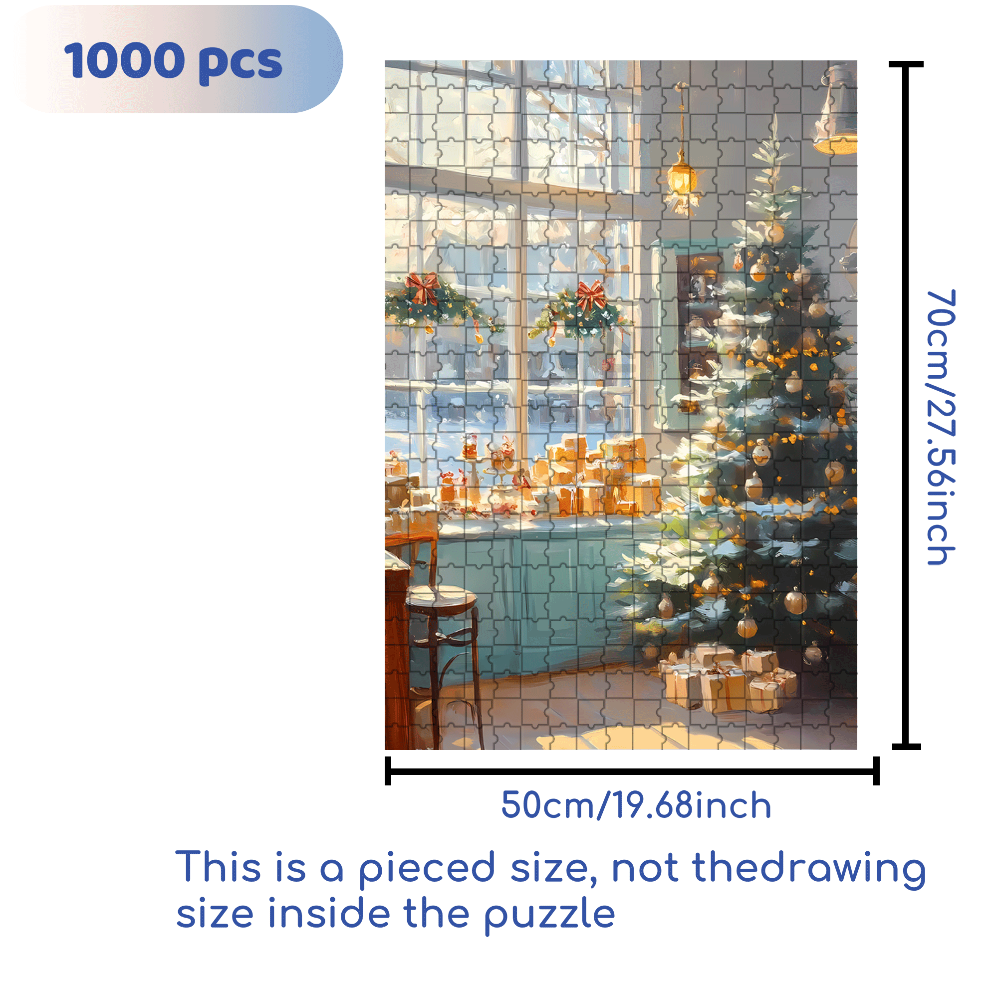 Peaceful Atmosphere 3 500pcs/1000pcs Jigsaw Puzzle, Scratch-Resistant, Interactive Family Game & Brain-Boosting DIY Decor, Perfect for Halloween, Christmas & New Year Gifts, Family Puzzle Game