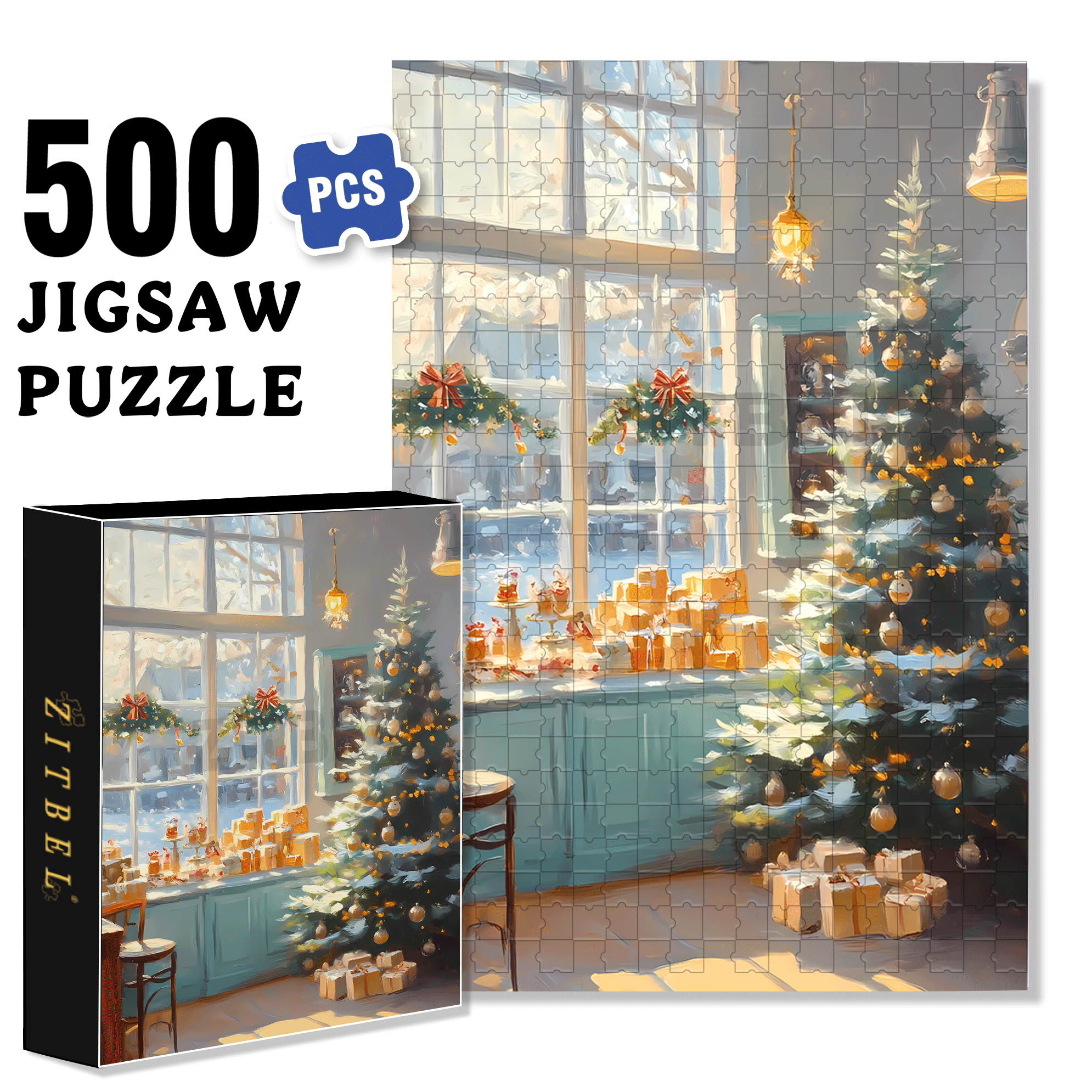 Peaceful Atmosphere 3 500pcs/1000pcs Jigsaw Puzzle, Scratch-Resistant, Interactive Family Game & Brain-Boosting DIY Decor, Perfect for Halloween, Christmas & New Year Gifts, Family Puzzle Game