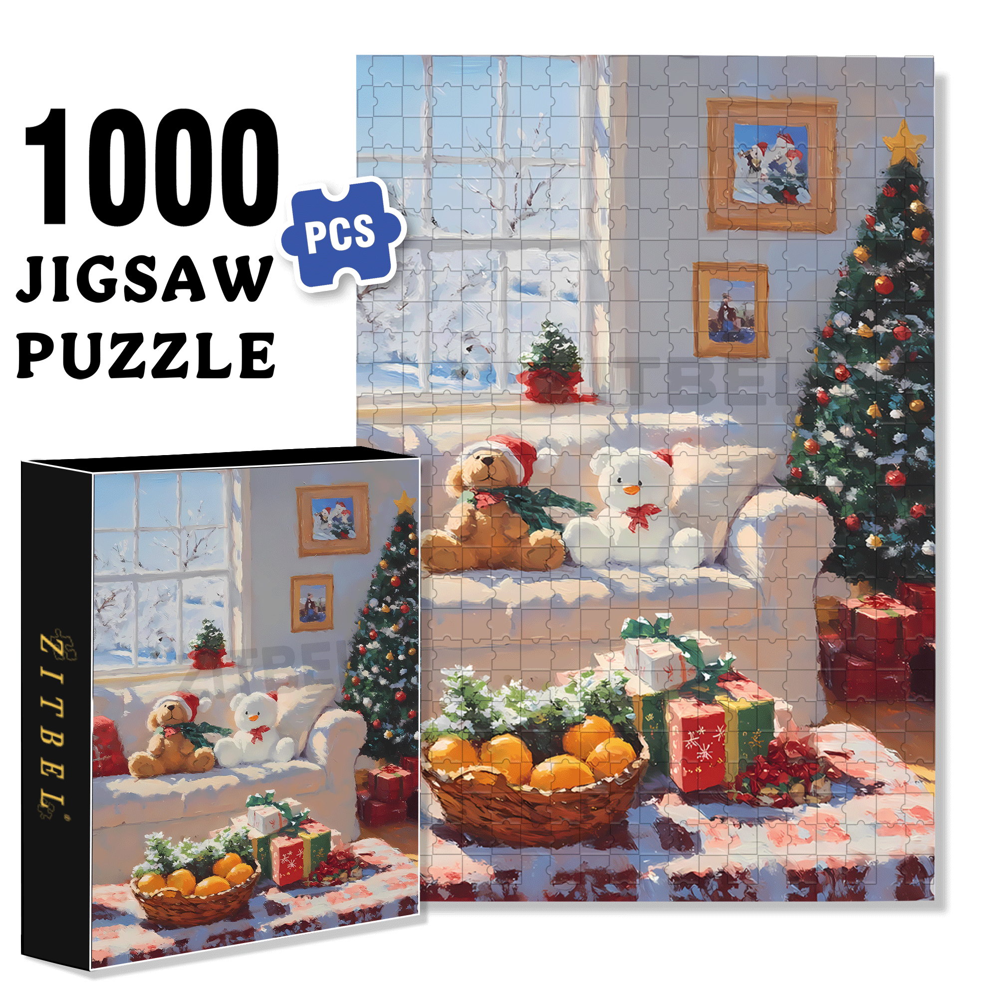Peaceful Atmosphere 500pcs/1000pcs Jigsaw Puzzle, Scratch-Resistant, Interactive Family Game & Brain-Boosting DIY Decor, Perfect for Halloween, Christmas & New Year Gifts, Family Puzzle Game
