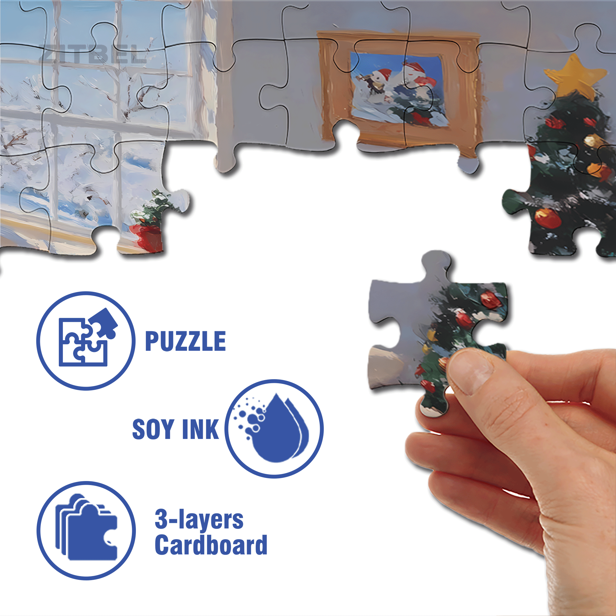Peaceful Atmosphere 500pcs/1000pcs Jigsaw Puzzle, Scratch-Resistant, Interactive Family Game & Brain-Boosting DIY Decor, Perfect for Halloween, Christmas & New Year Gifts, Family Puzzle Game