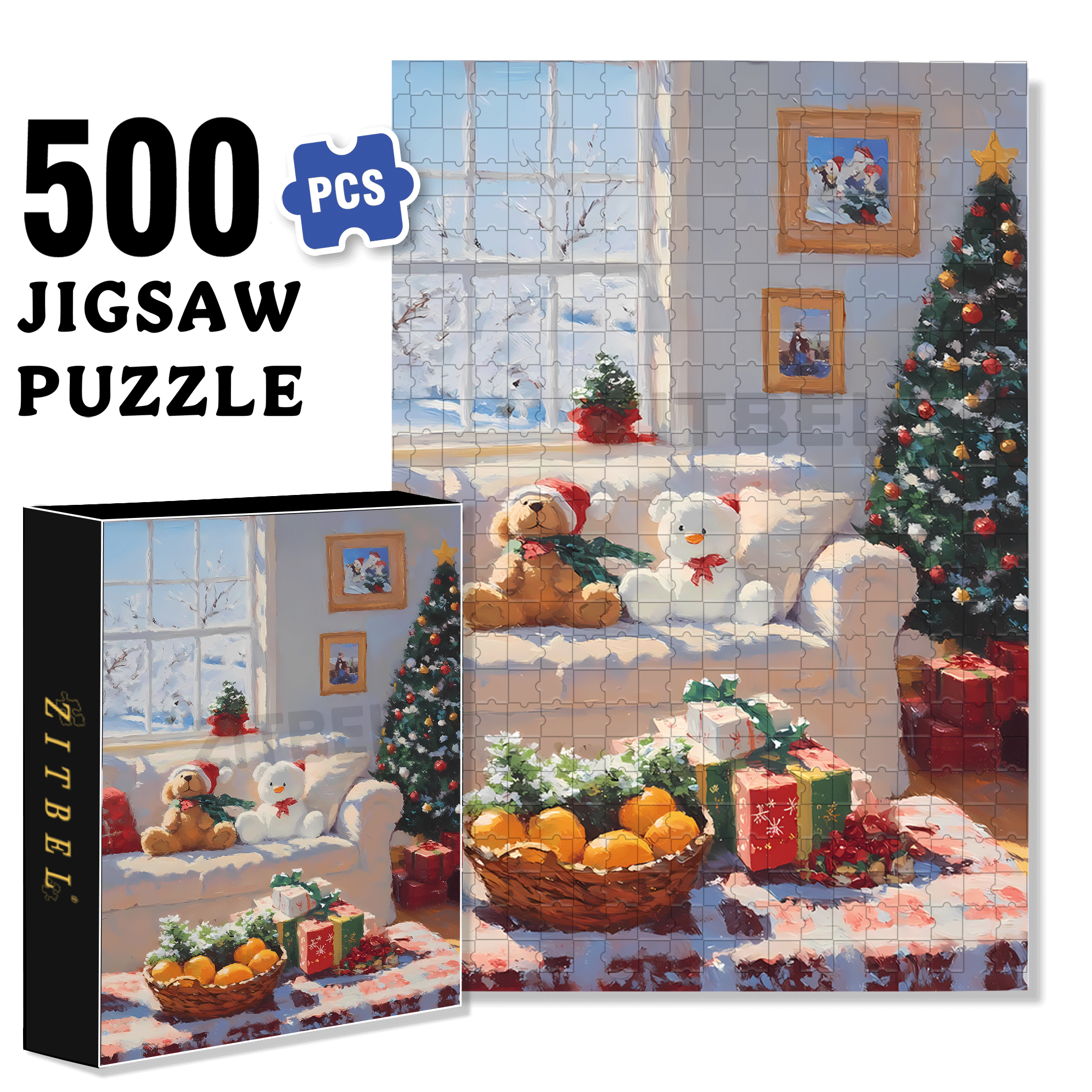 Peaceful Atmosphere 500pcs/1000pcs Jigsaw Puzzle, Scratch-Resistant, Interactive Family Game & Brain-Boosting DIY Decor, Perfect for Halloween, Christmas & New Year Gifts, Family Puzzle Game