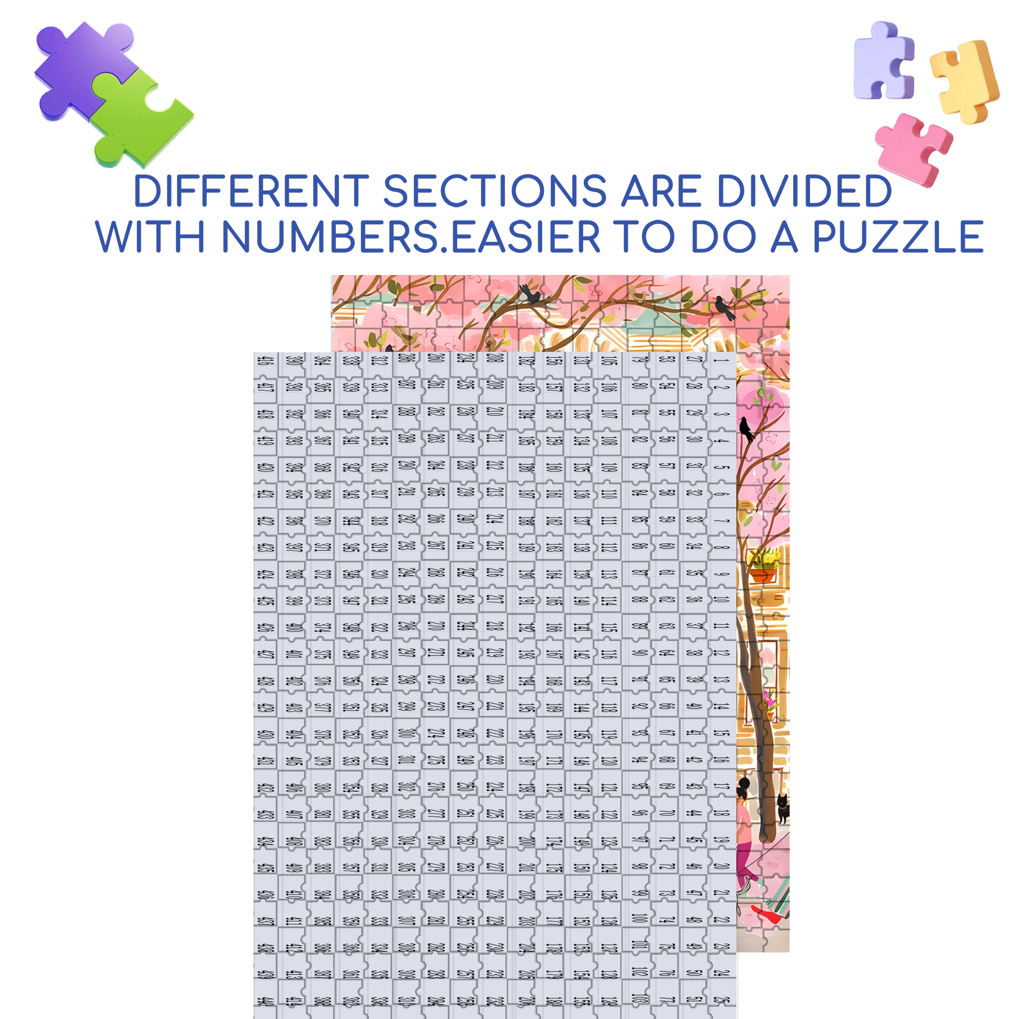 Petals and Pavement 500pcs/1000pcs Jigsaw Puzzle, Scratch-Resistant, Interactive Family Game & Brain-Boosting DIY Decor, Perfect for Halloween, Christmas & New Year Gifts, Family Puzzle Game
